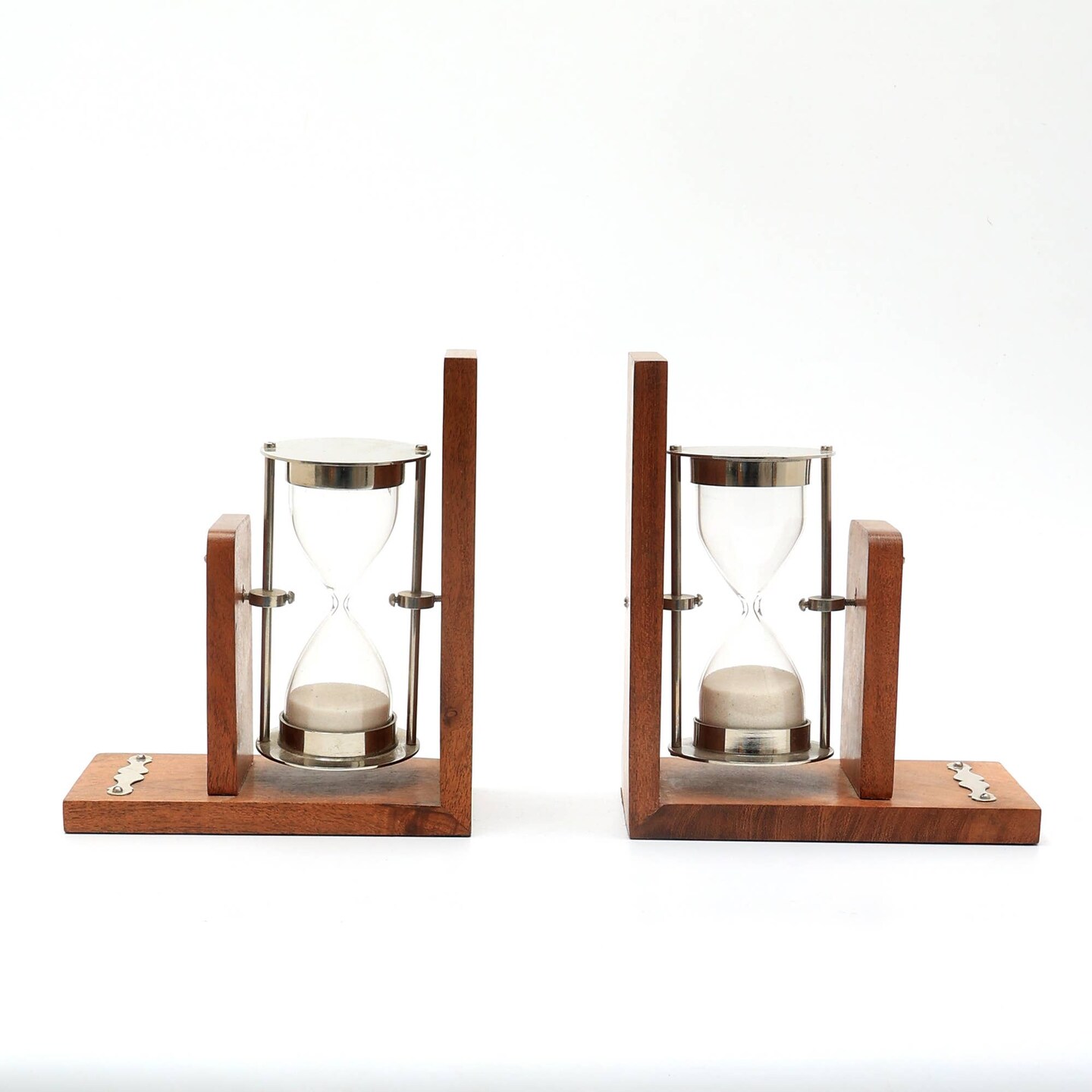 Decorative Wooden Bookend with Hourglass - Tabletop Object