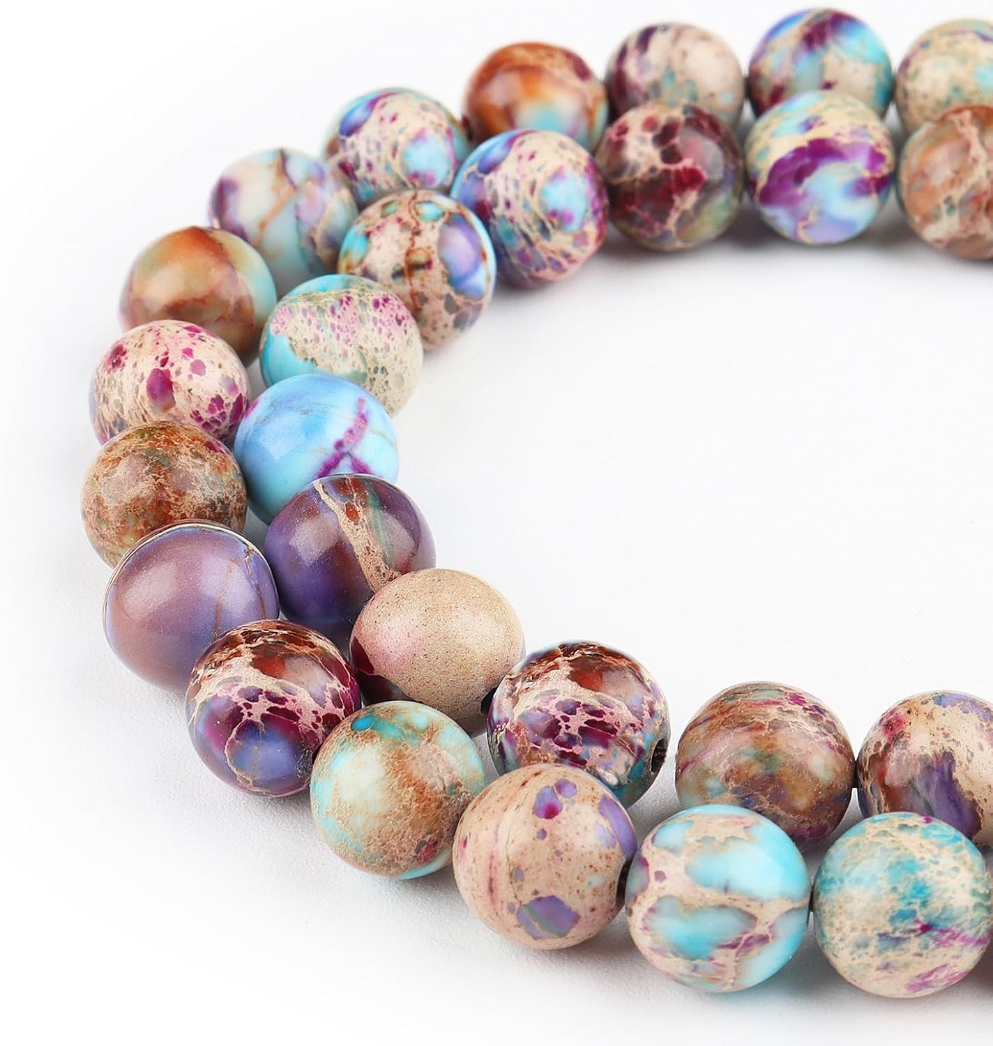 Natural Stone Beads Gemstone Beads for Jewelry Making - Galaxy Sea Sediment Jasper Beads for Bracelets, 6mm Semi Precious Crystal Round Beads(58-60pcs, 6mm, Galaxy Sea Sediment Jasper)