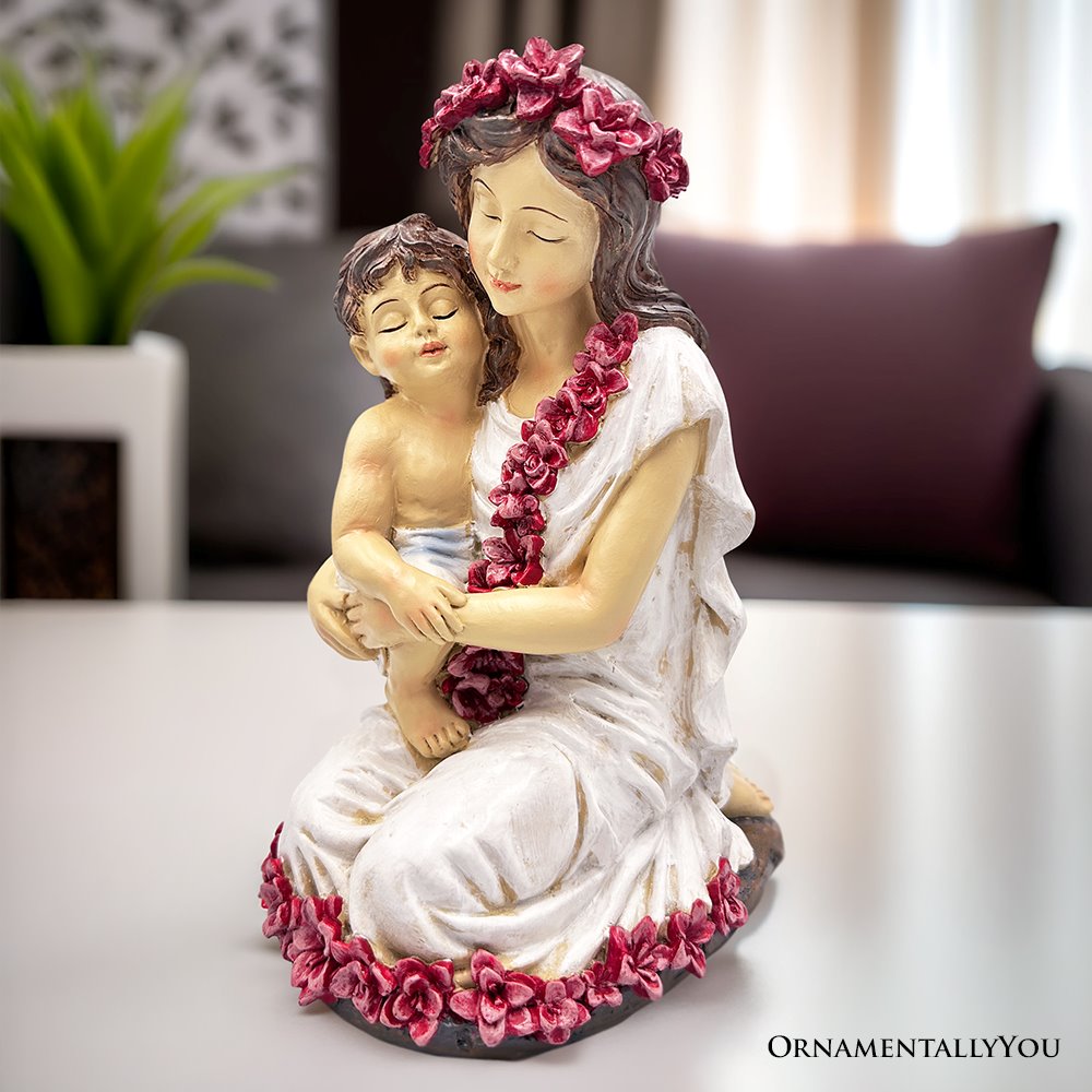 A Mother&#x2019;s Embrace Figurine, 8&#x22; Child and Mom Heartwarming Tabletop Statue Decoration