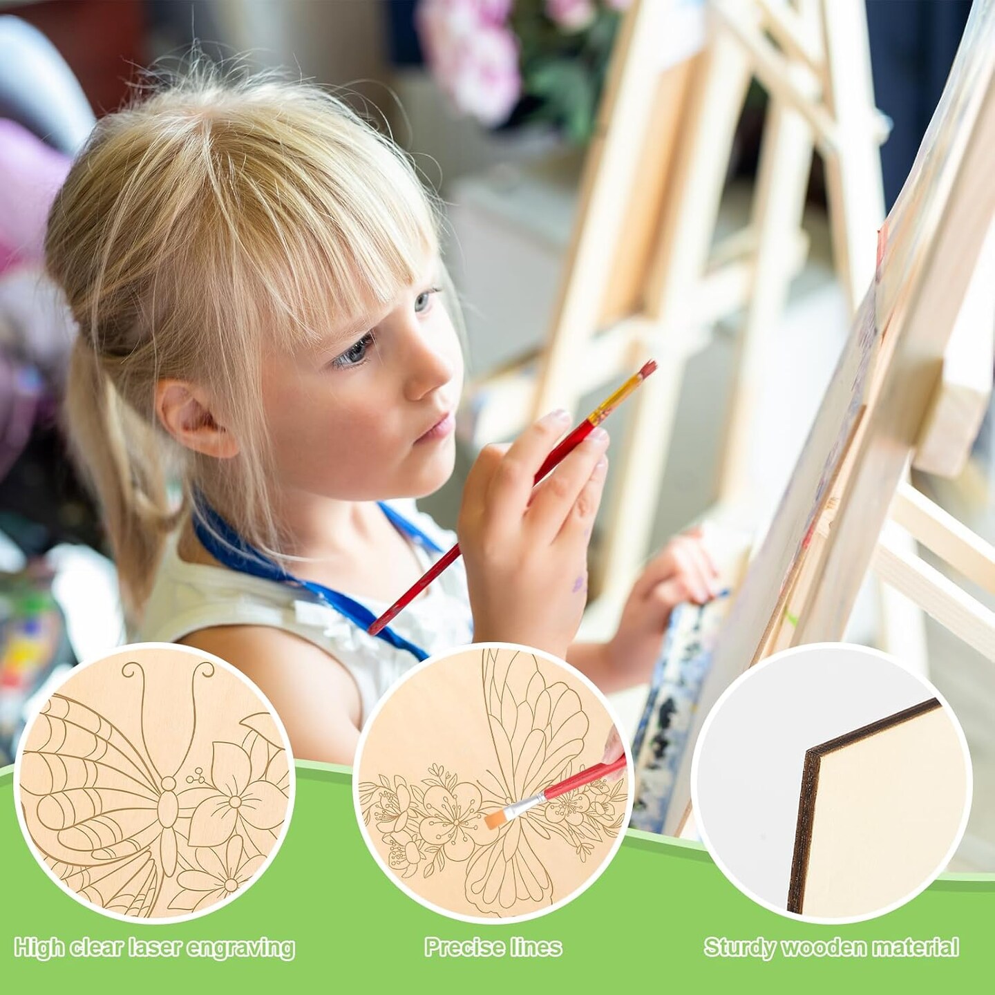10 Pieces Large Spring Butterfly Unfinished Wood Crafts to Paint for Adults and Kids, Bulk Predrilled Wooden Ornaments for Painting, Butterflies Paintable Wood Slices Craft Supplies with Ropes 5.87 x 4.8 x 0.12 inches