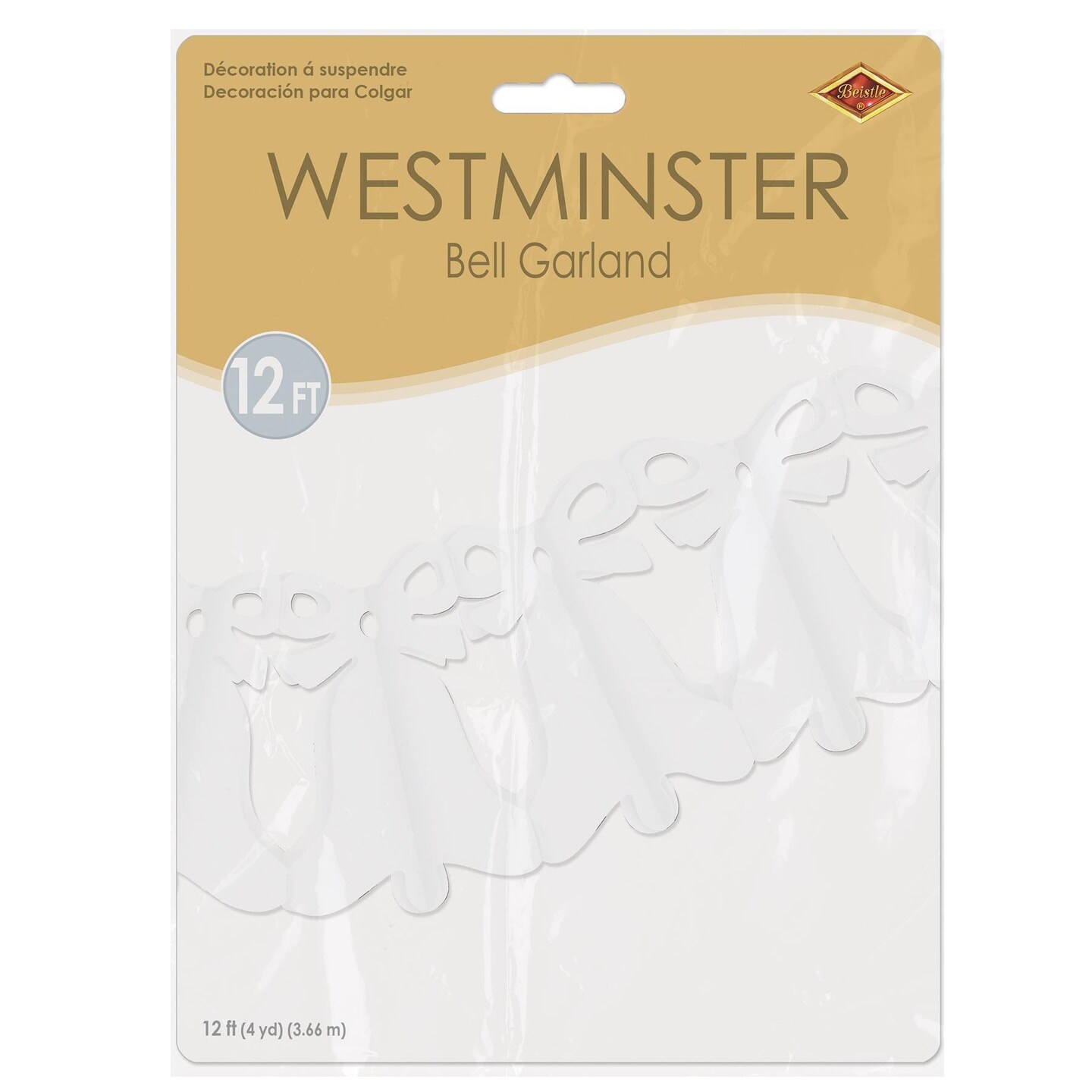 12 Pack Beistle Westminster Bell Garland - white
