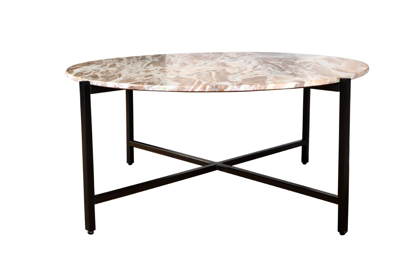 Brown Marble Nesting Table with Metallic Grey Metal Frame (17&#x22; Height) | Elegant &#x26; Sturdy Side Table | Space-Saving Modern Design | Perfect for Living Room, Bedroom, Office &#x26; Home D&#xE9;cor