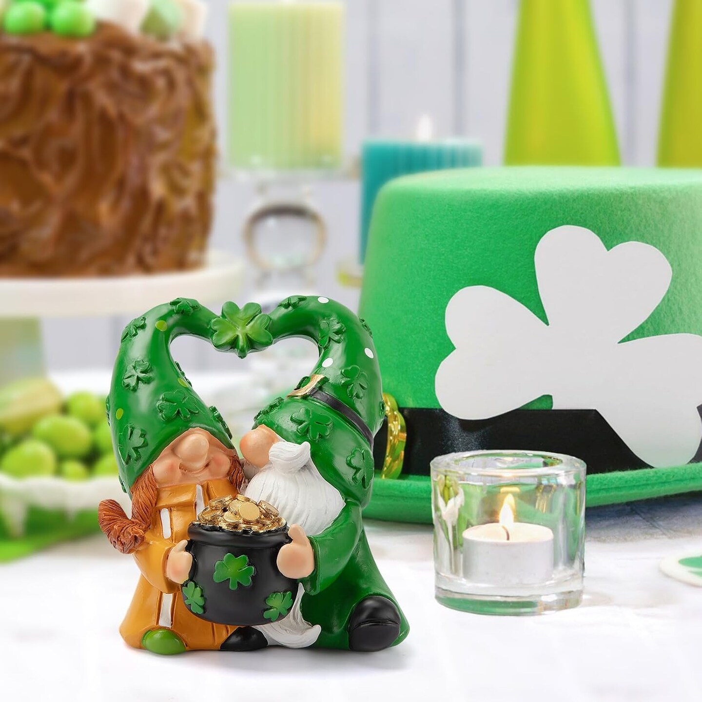 St Patrick's Day Gnomes Spring Irish Gnome Decorations Gifts Shamrock Gnomes St Patrick's Day Decorations for Home Tiered Tray Table Ornaments