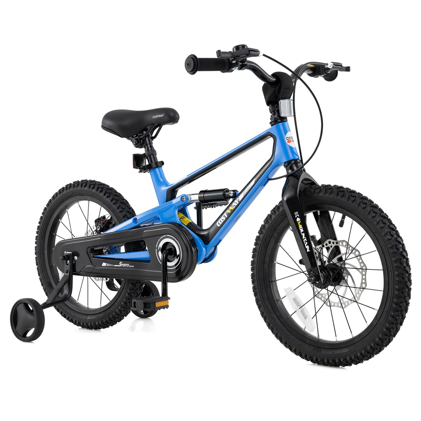 16 Inch Kids Bike Adjustable Frame with Shock Absorber, Bell, and Safety Features for Ages 4-7