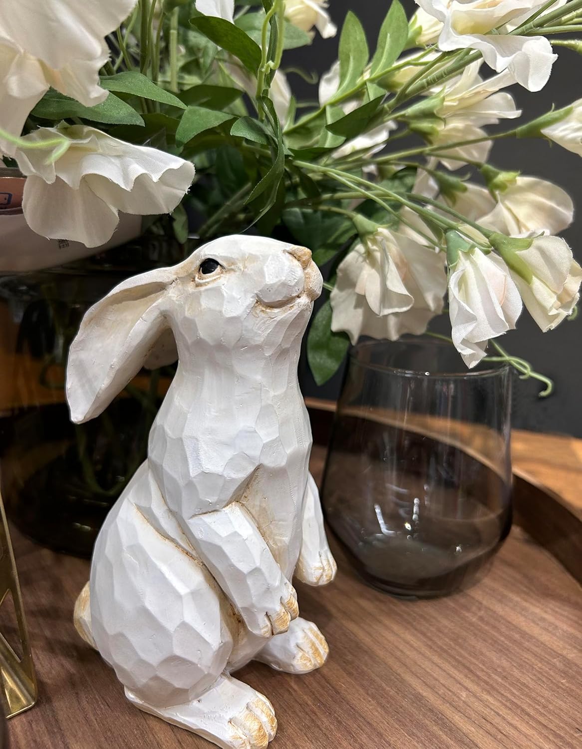 Easter Bunny Decoration, Decorative Farmhouse Modern Standing White Rabbit Bunny Figurine