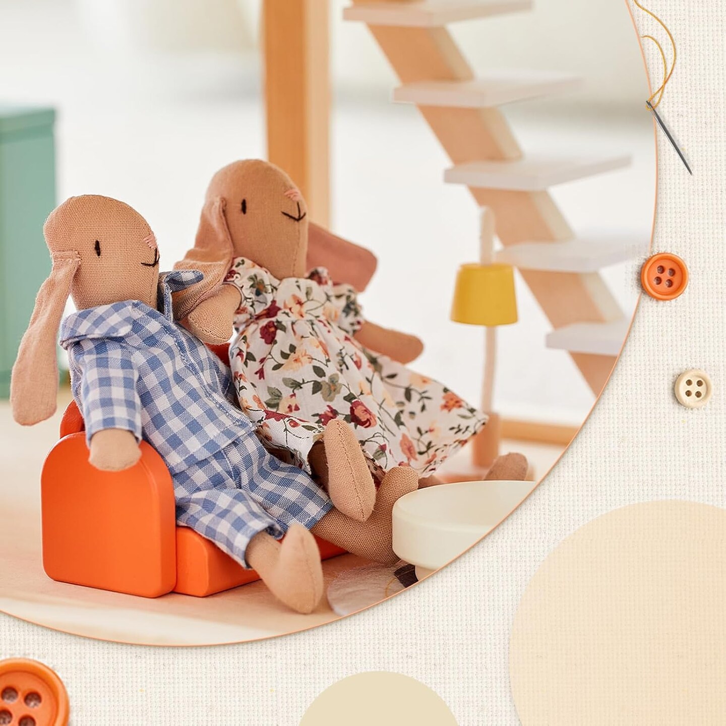Bunny Toys for Kids, Easter Bunny, 4 PCS Hand Made Rabbit Family Dolls with Removable Clothes, Suitable for Infants, Boys and Girls, Dollhouse People