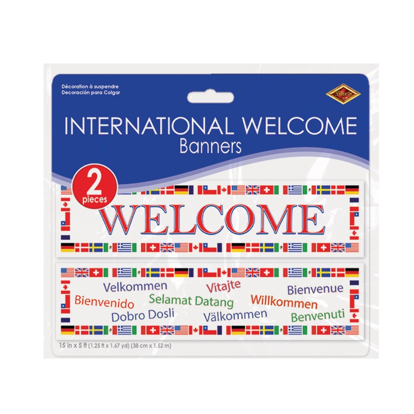 24 Pack Beistle International Welcome Party Banners