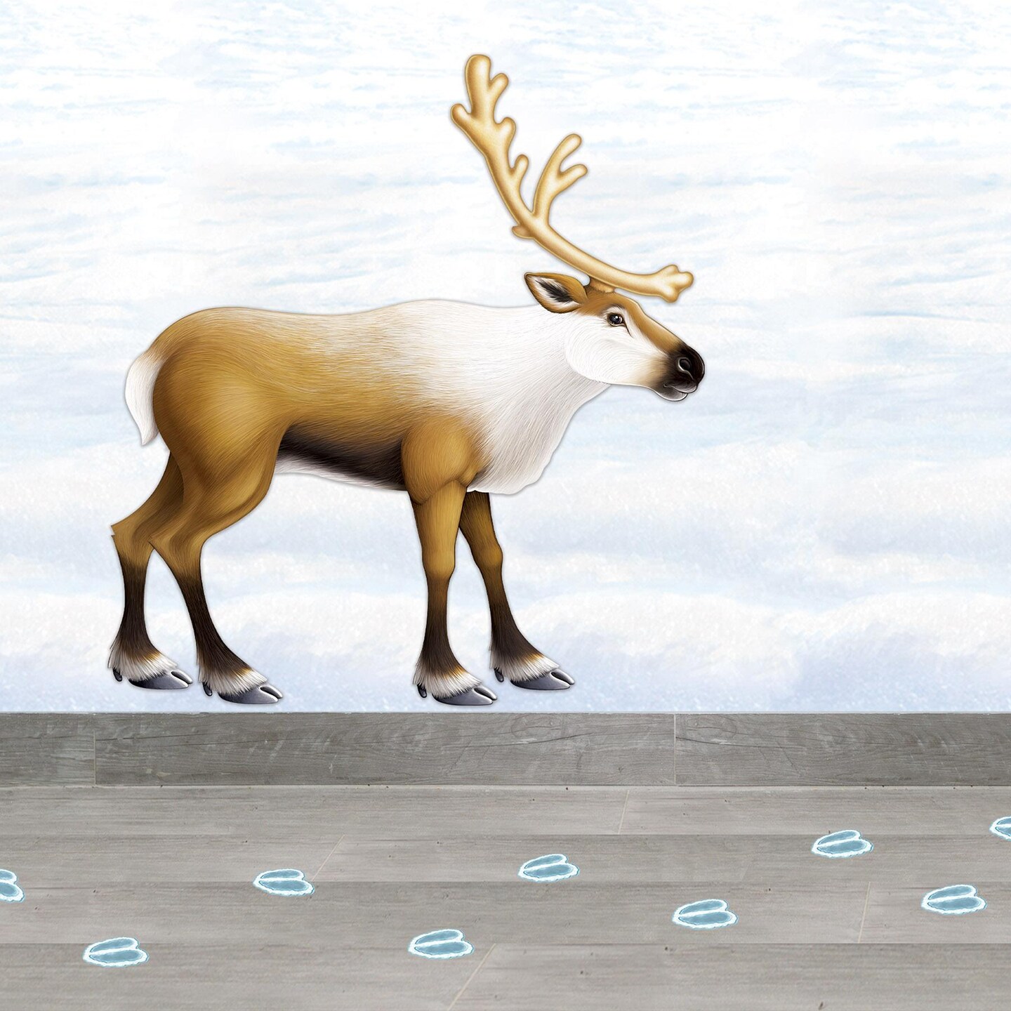 12 Pack Beistle Christmas Reindeer Footprints Peel &#x27;N Place Clings