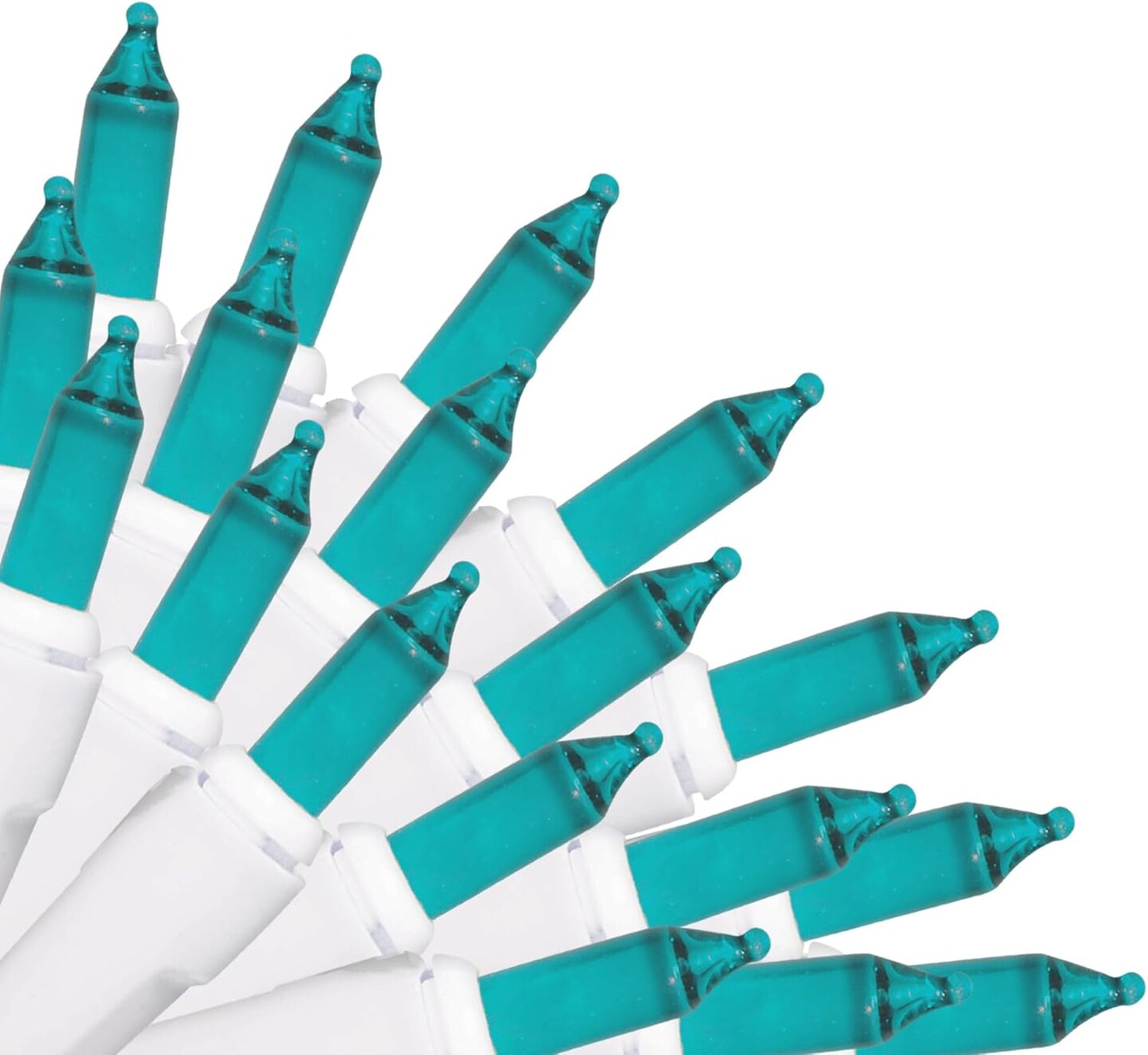 100 Count Mini String Christmas Lights, Teal - 22 feet Indoor/Outdoor Christmas Tree Lights with White Wire