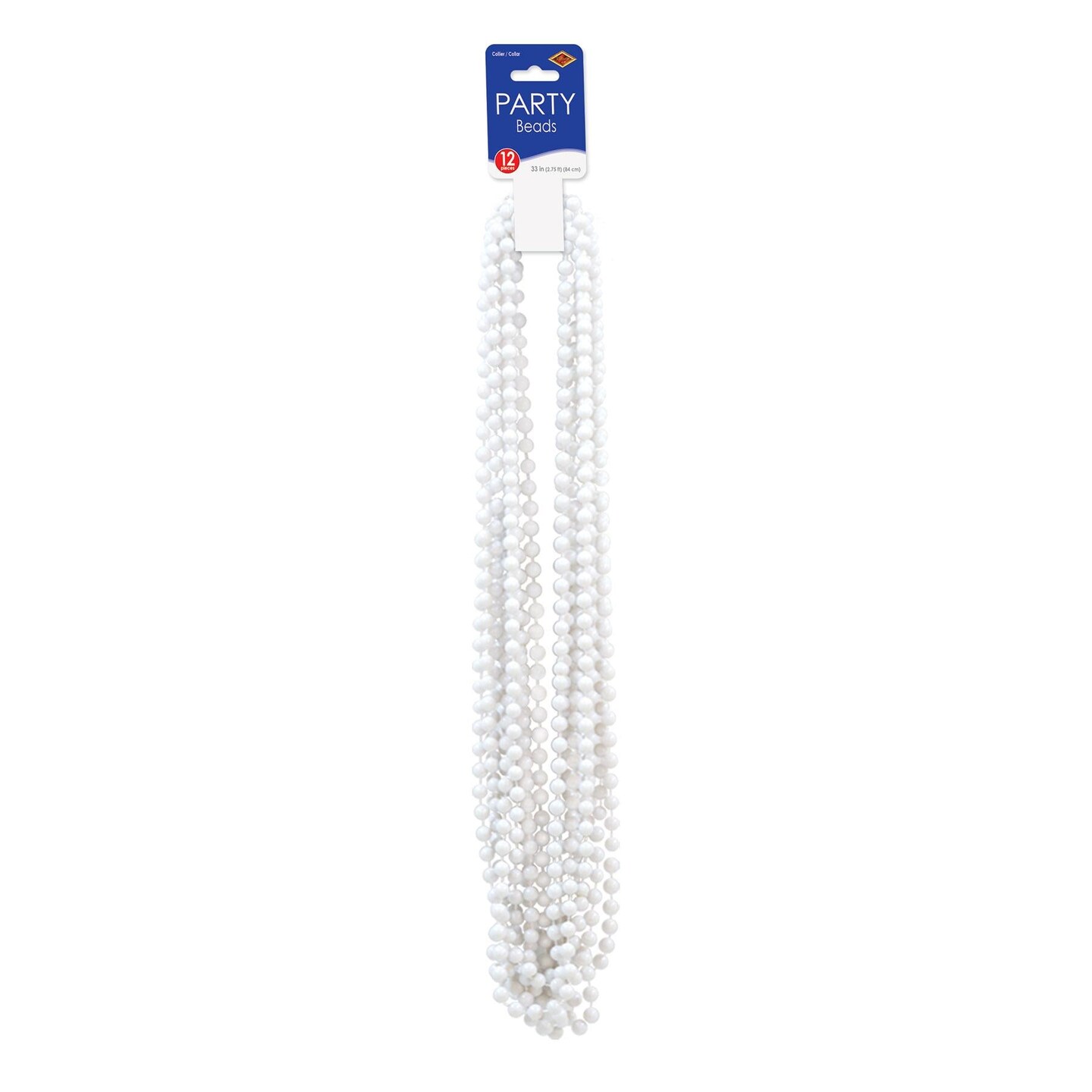 144 Pack Beistle Party Bead Necklaces - Small Round white