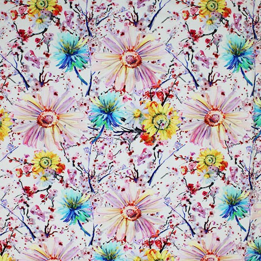 Watercolor Daisies Printed Spandex