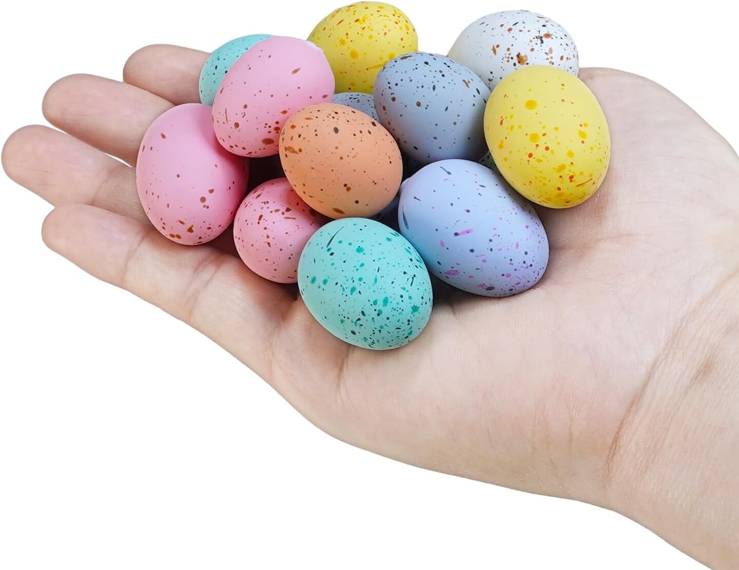 120 Pcs 8 Colors Mini Easter Foam Eggs Speckled Pastel Easter Eggs Small Decorative Artificial Easter Bird Eggs for Easter Basket Fillers Craft Projects Springtime Party Favors Table Setting