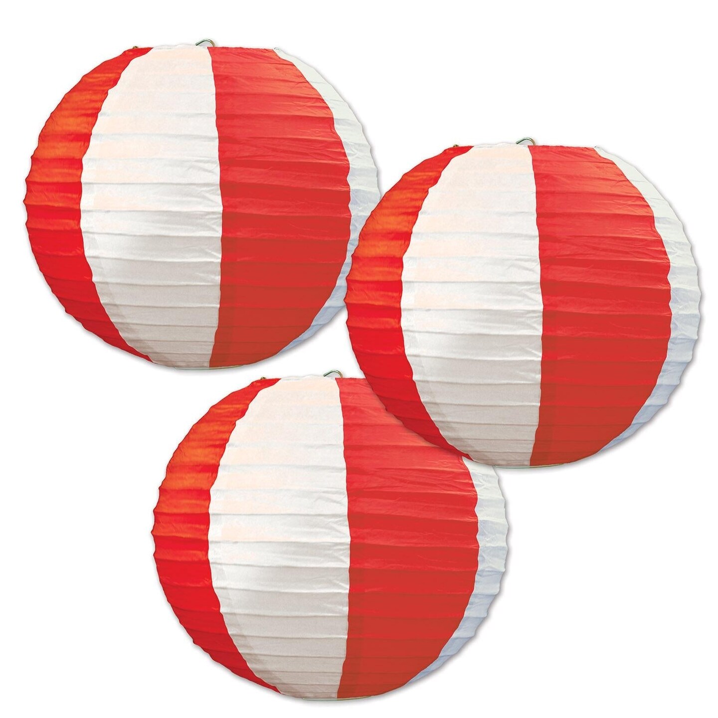 18 Pack Beistle Red/White Stripes Party Paper Lanterns