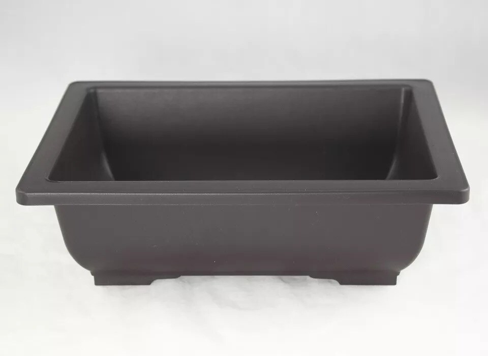 4 Mix 6.25&#x22;-10&#x22; Rectangular Plastic Bonsai, Cactus / Succulent Pot - Dark Brown