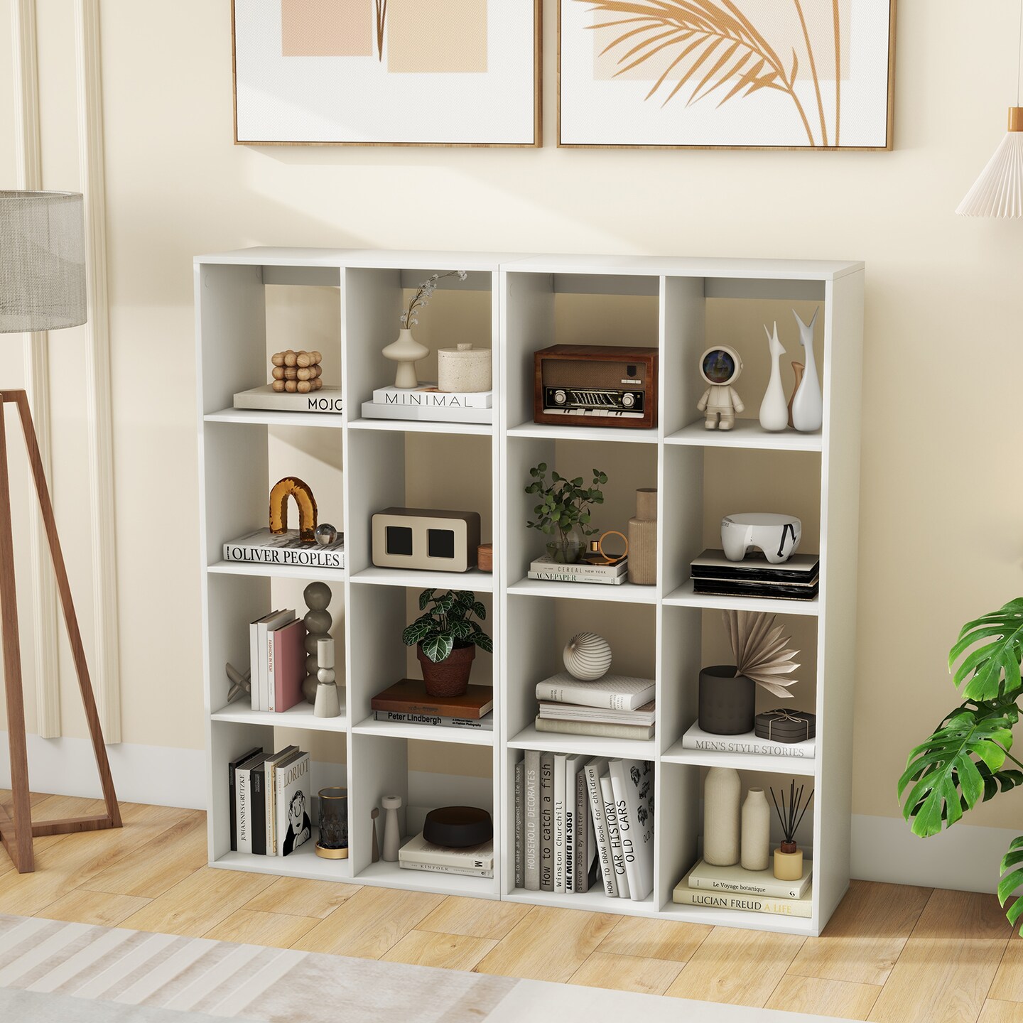 White 8-Cube Bookshelf Engineered Wood Open Back Storage Organizer