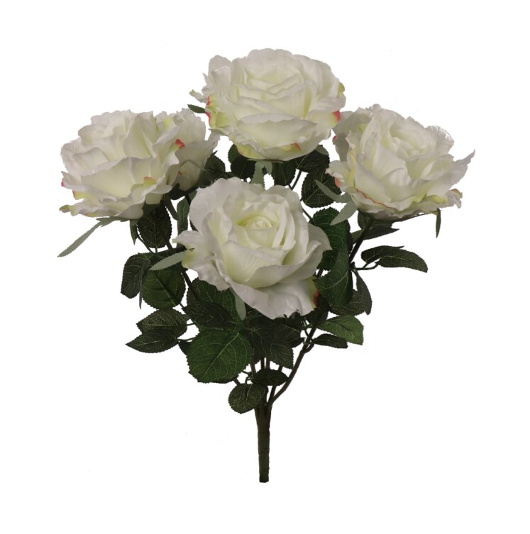 Rose Bush w/ 7 Silk Blooms 20&#x22;-2 PACK