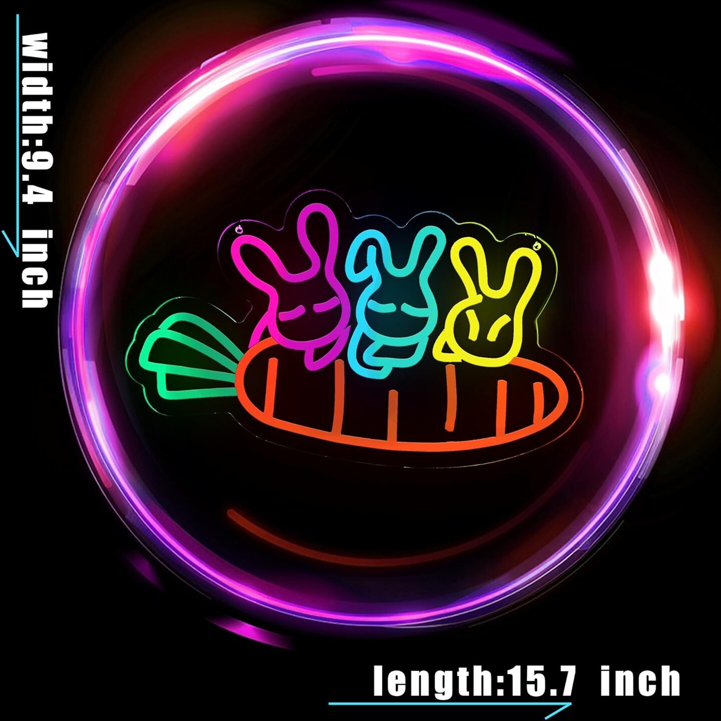 Easter Rabbit Neon Sign for Easter Decorations, Party Home Room Decor, Wall Decor, Easter Gifts for Kids