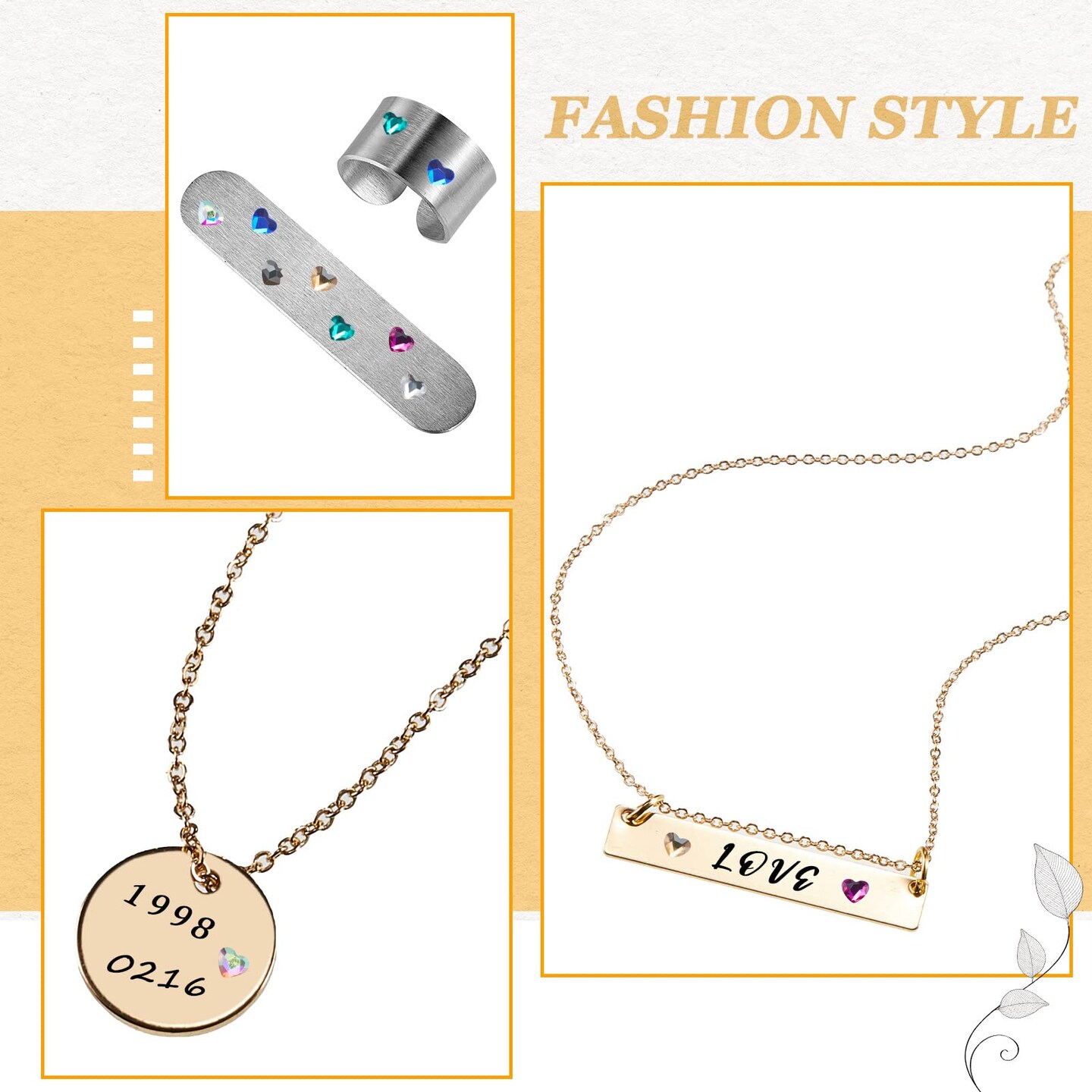 DIY Metal Stamping Kit Crystals Setter Stamping Punches Kit 2600 Pieces Multi Colored Flatback Rhinestones Heart Metal Hand Stamp 5 Pieces Circle Jewelry Design Stamps Jewelry for DIY Crafts, 6 Size