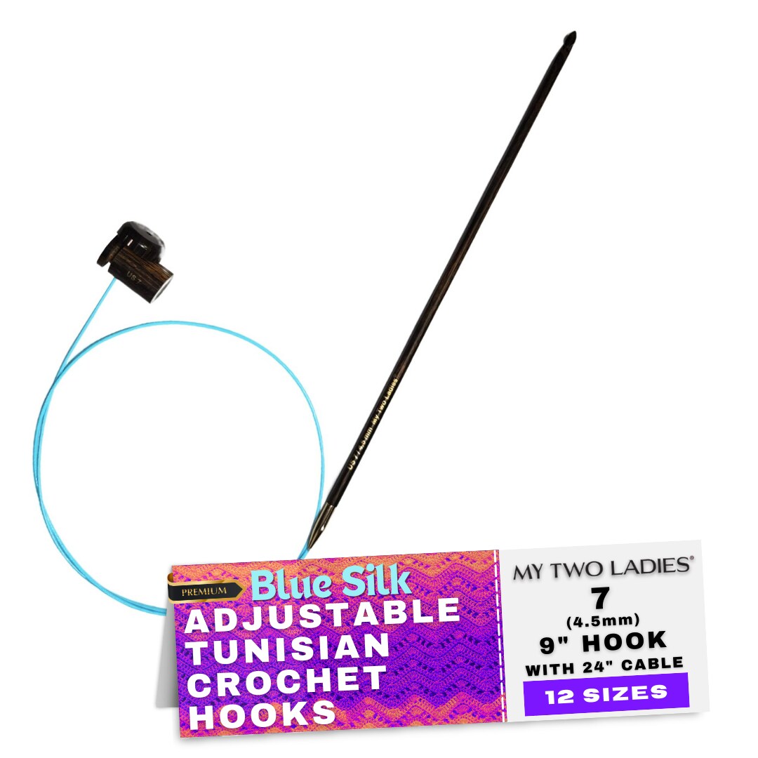 My Two Ladies | Blue Silk | Tunisian Adjustable Crochet Hooks | 12 Sizes