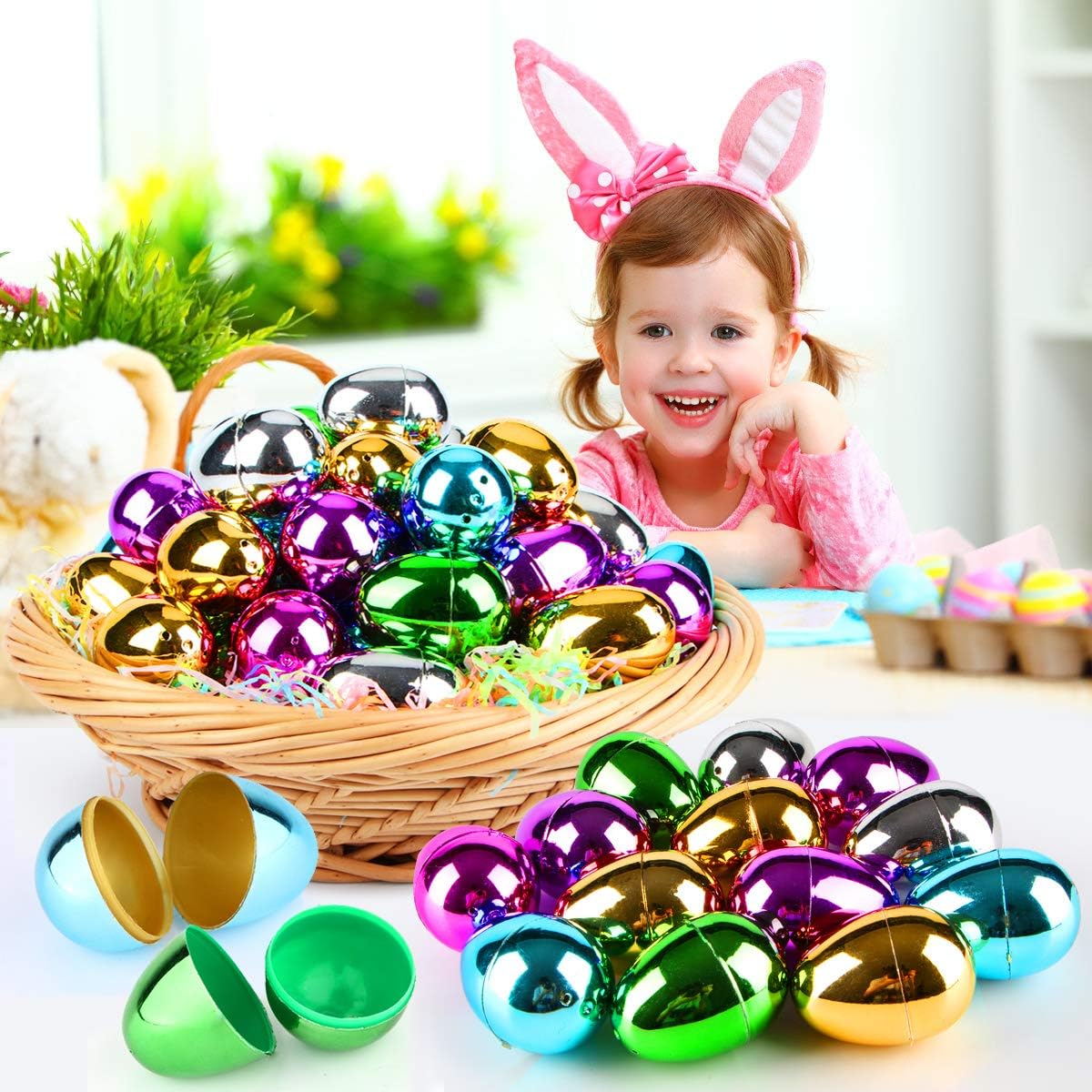 36 PCS Plastic Easter Eggs, 2.36" Easter Basket Stuffers for Toddler Kids