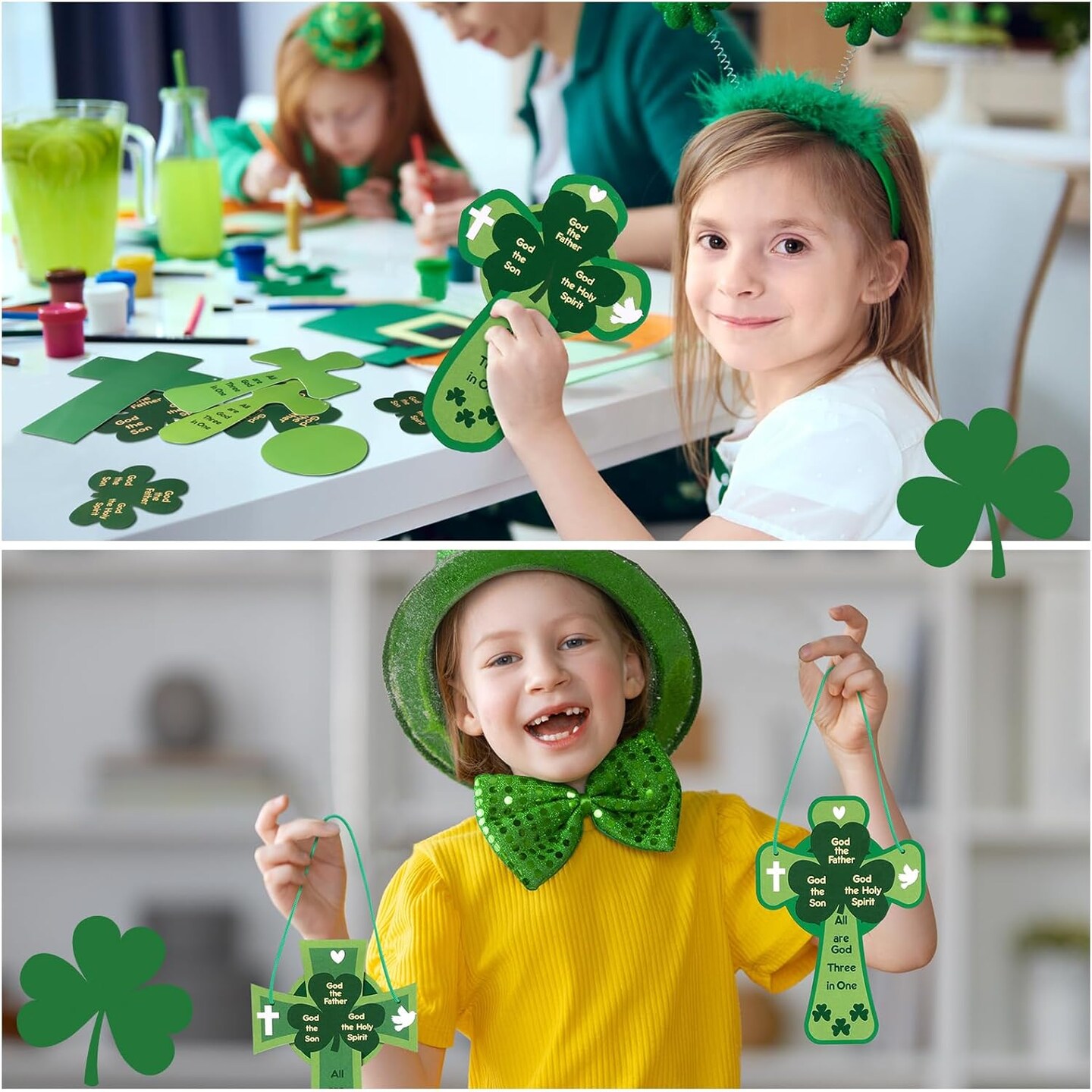 30 Set St. Patrick's Day Crafts DIY Shamrock Cross Craft Holy Trinity Shamrock Cross Sign