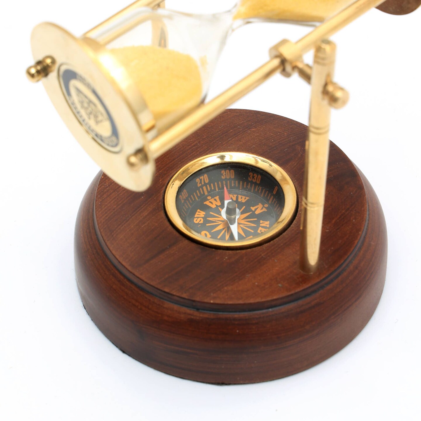 Decorative Brass Frame Sand Timer - Hourglass (3.5&#x22;X3.25&#x22;X5&#x22;)