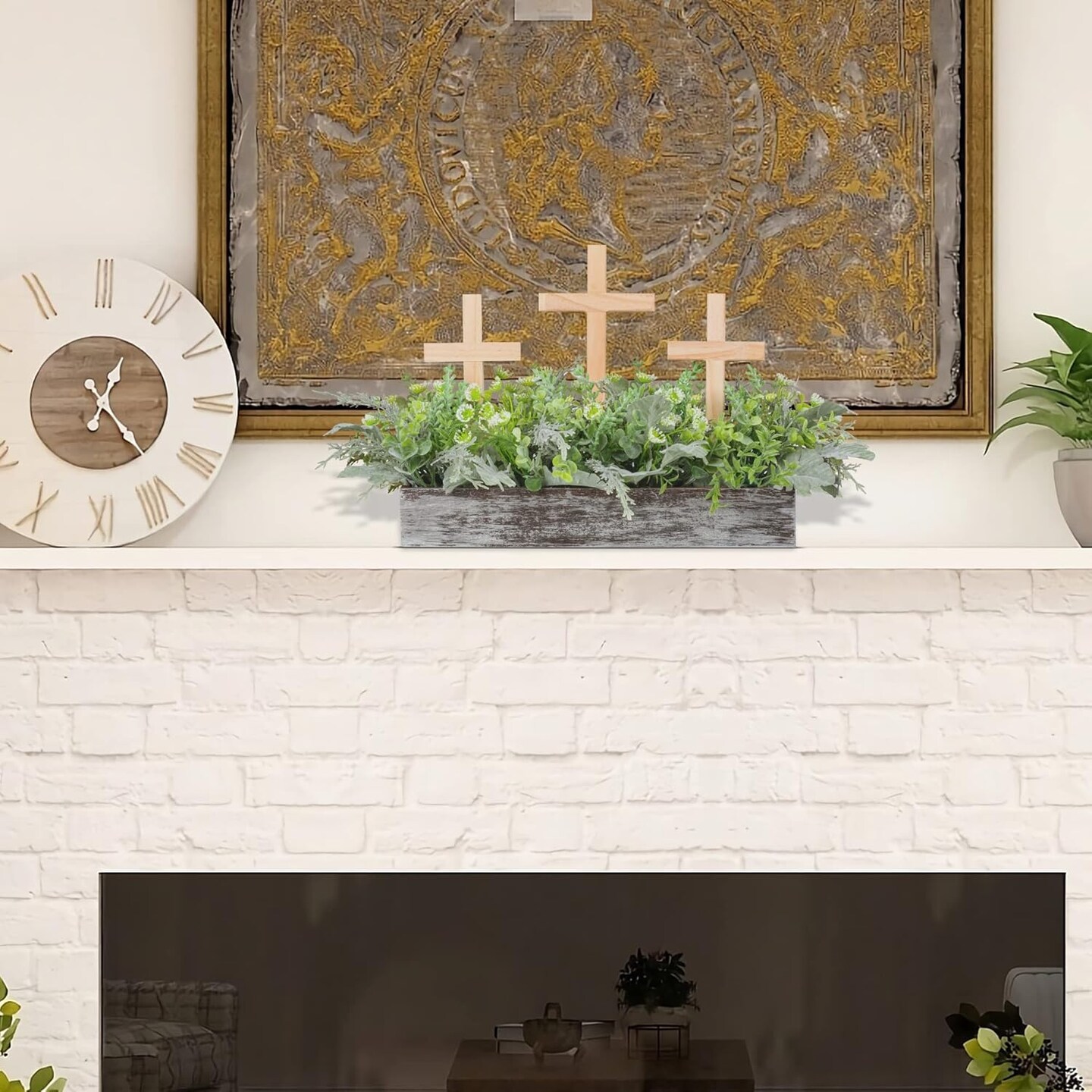 Easter Centerpiece Wooden Cross Decorations for Spring Easter Table Tabletop