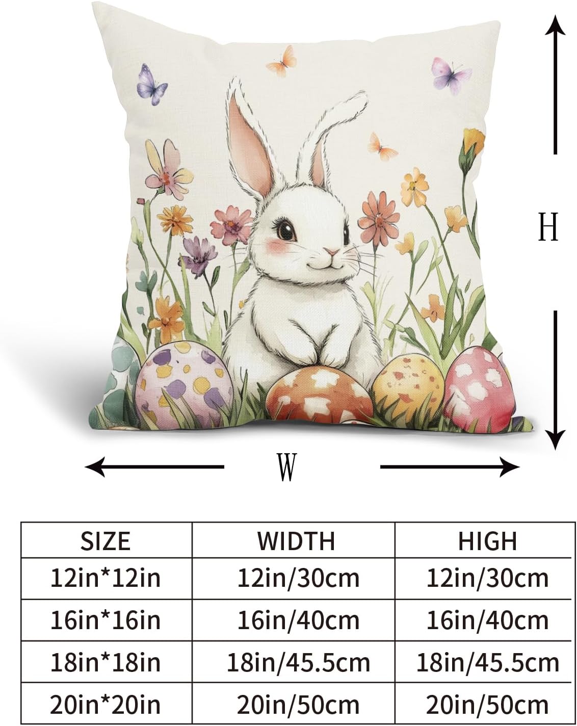 Happy Easter Pillow Covers 18x18 – Set of 2 Bunny, Egg & Floral Outdoor Throw Pillowcases