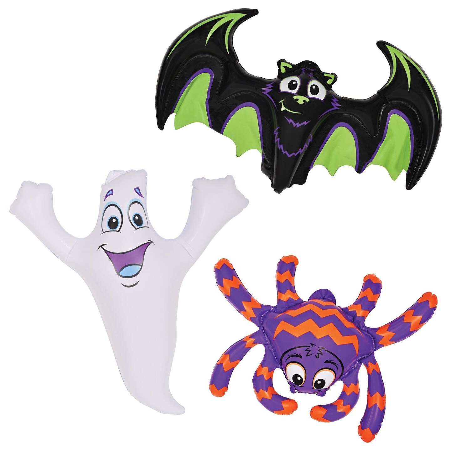 12 Pack Bulk Halloween Inflatable Bat, Ghost/Spider 3 Piece Set