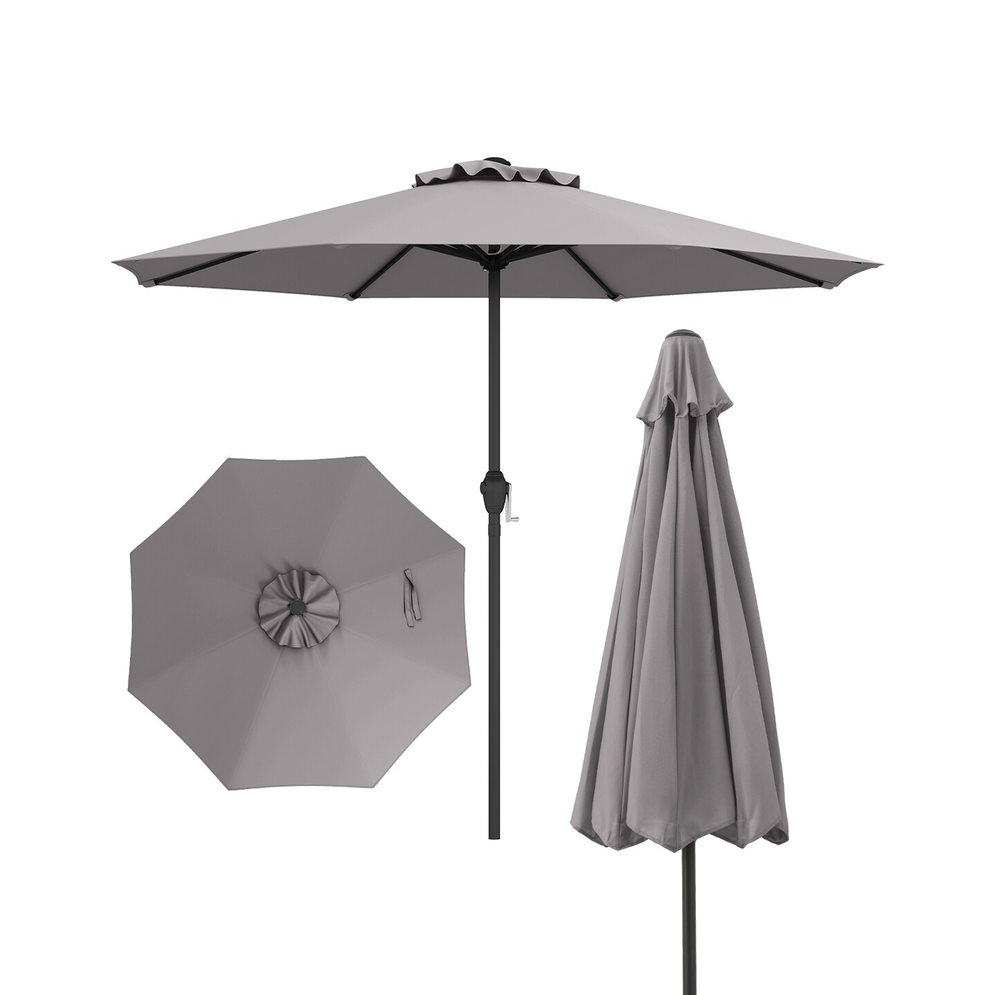 Fabric Outdoor Heavy Duty Market Umbrella with Crank Handle, 8 Sturdy Ribs, UV Protection
