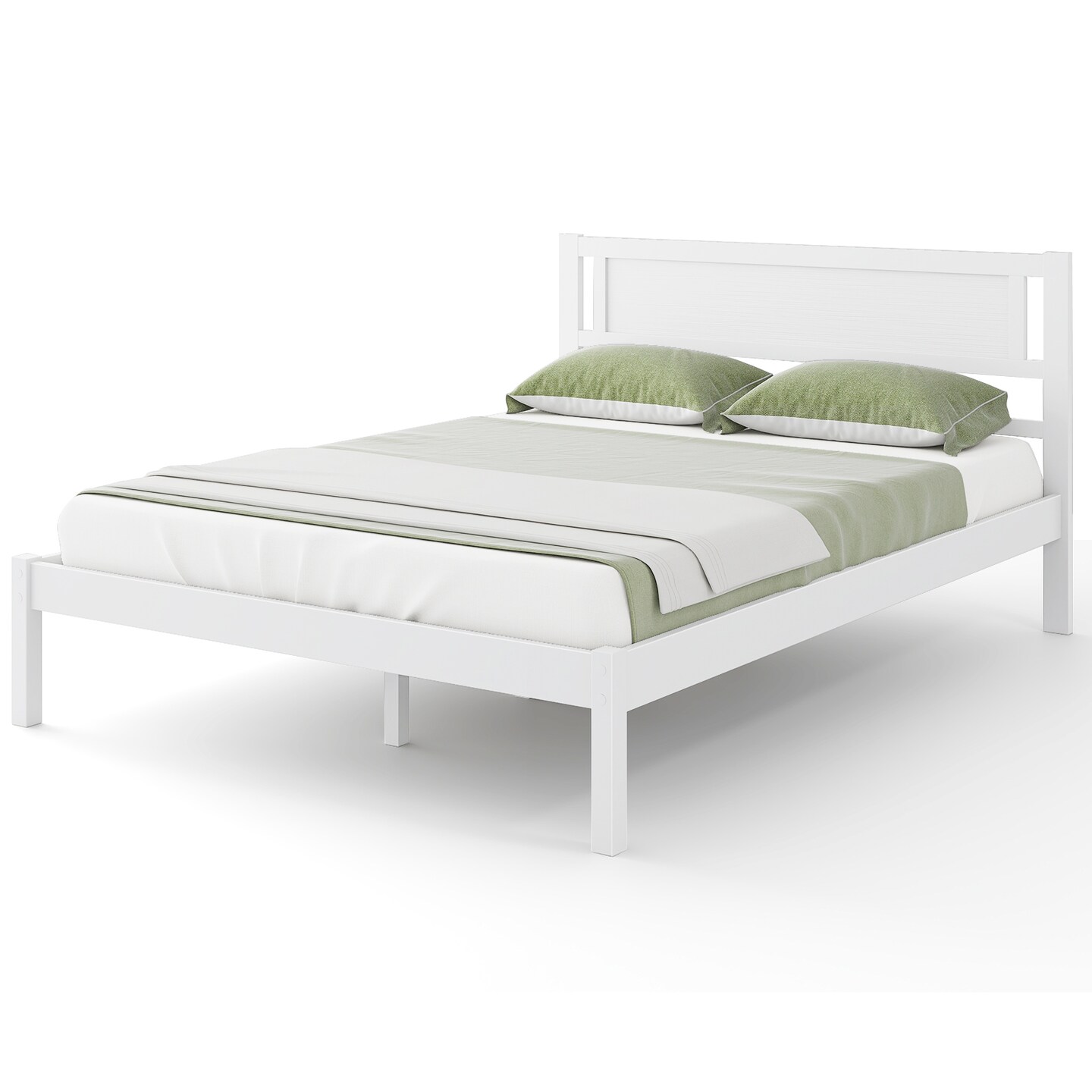 Platform Bed Frame with Headboard and Wooden Slats Support Perfect for Dorms