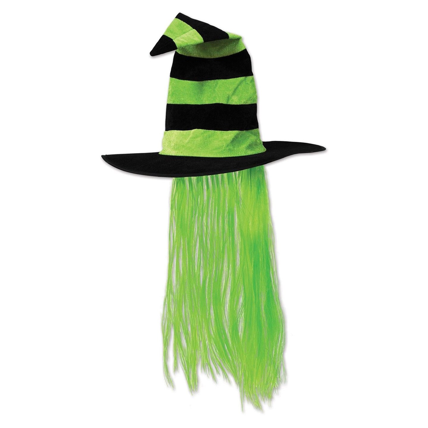6 Pack Beistle Halloween Witch Hat with Hair - lime green