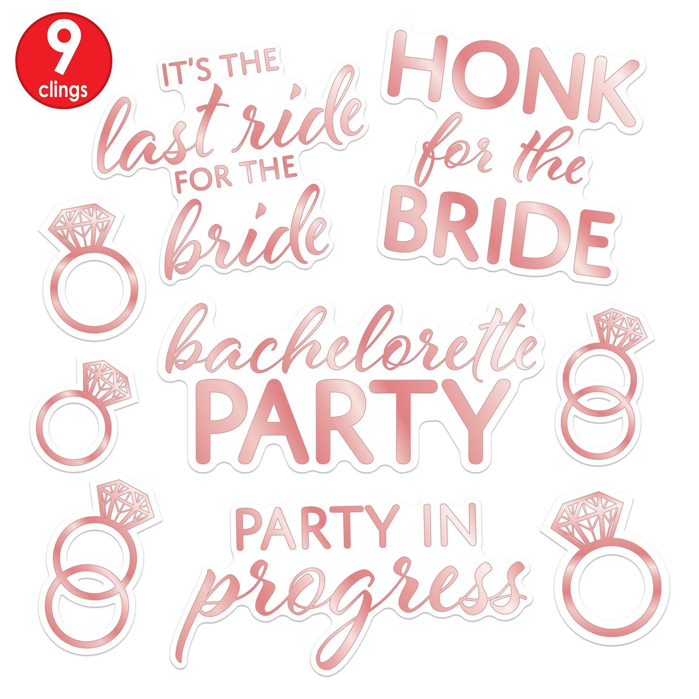 12 Pack Beistle Bachelorette Party 9 Piece Auto-Clings