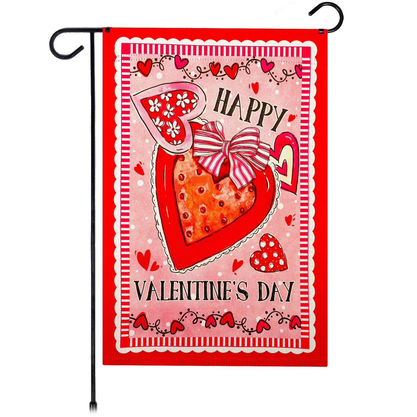 G128 Happy Valentine&#x2019;s Day Heart Cookie Garden Flag 12x18 In Double Sided Valentine&#x27;s Day Yard Garden Lawn Decoration