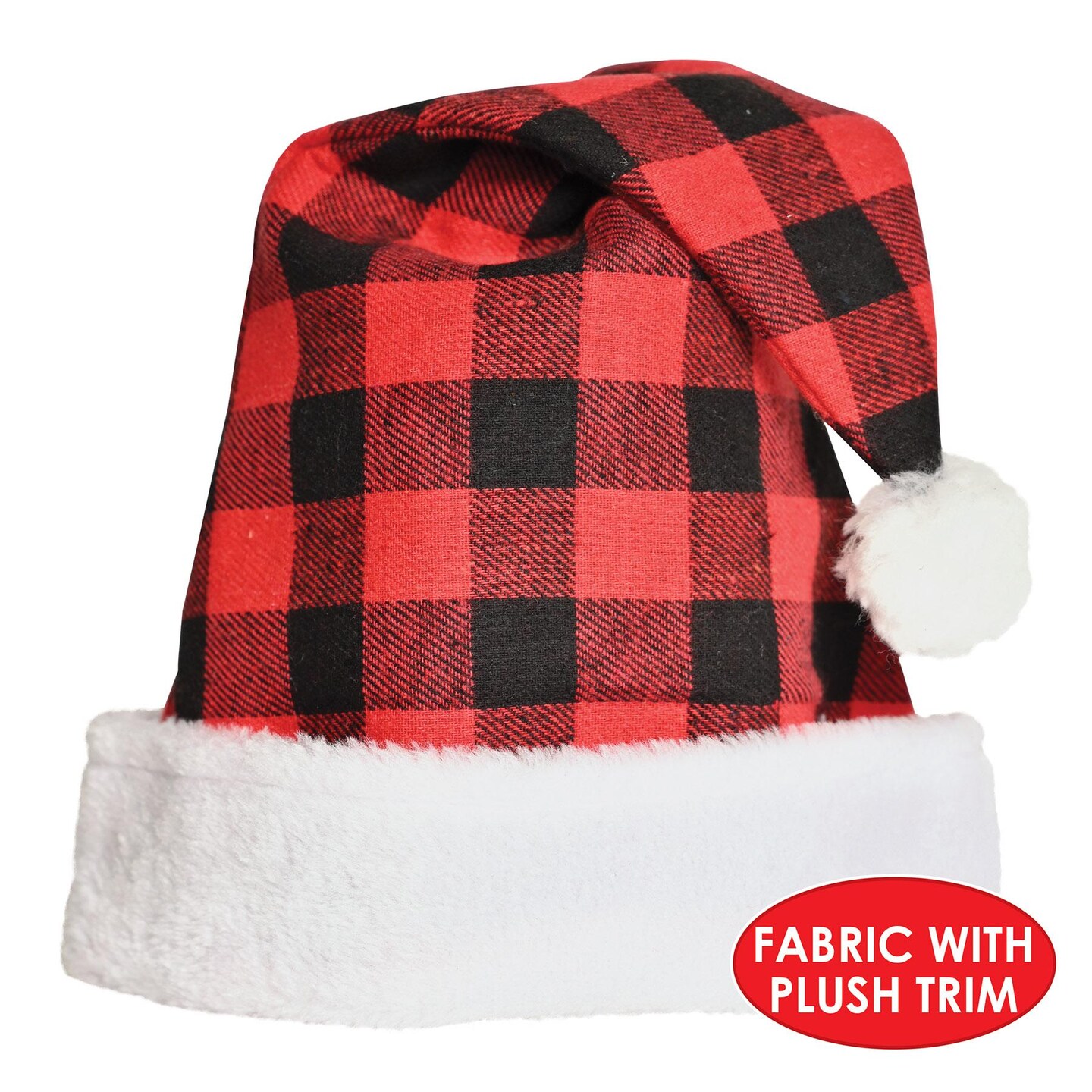 12 Pack Beistle Christmas Plaid Santa Hat - Red &#x26; Black