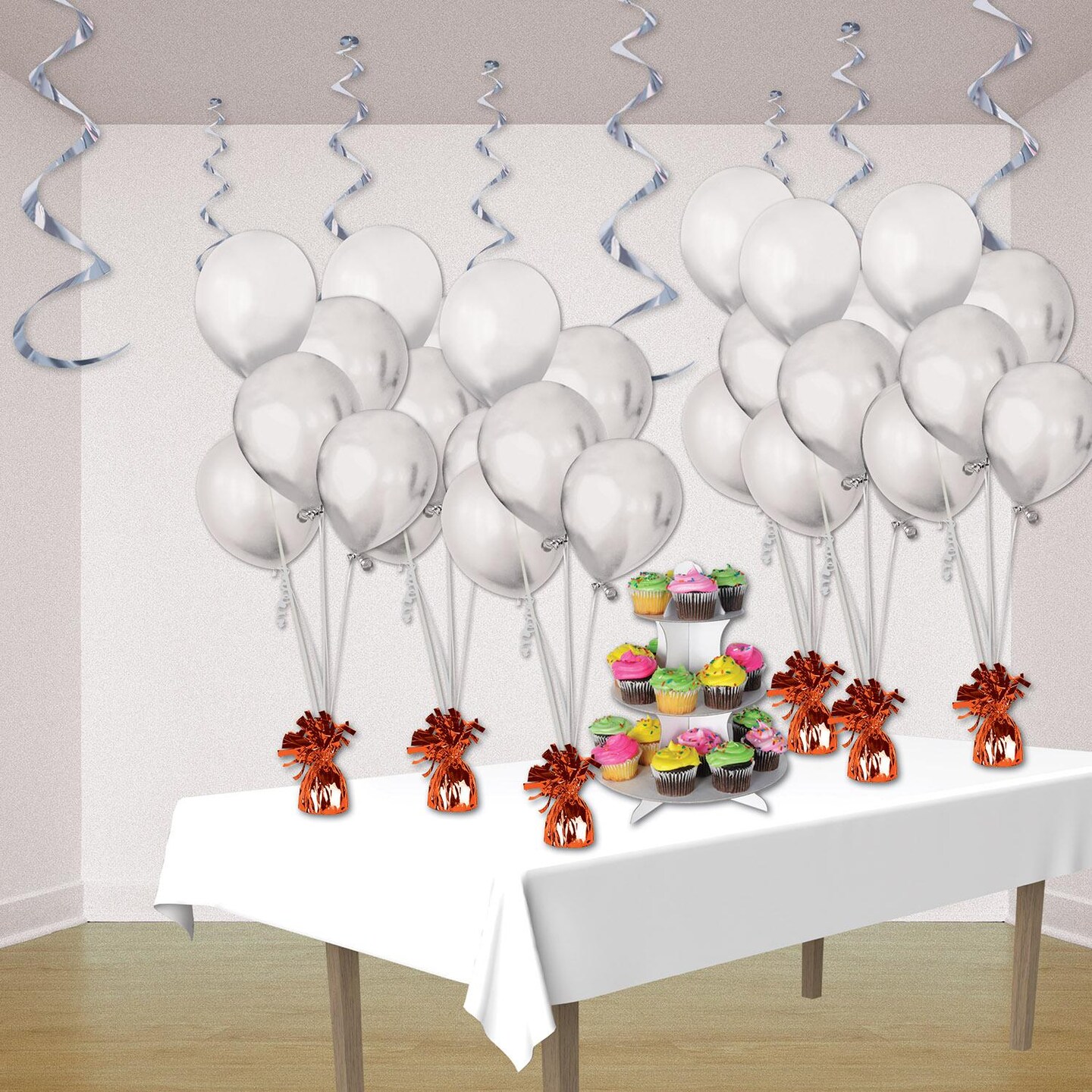 12 Pack Beistle Metallic Wrapped Balloon Weight orange