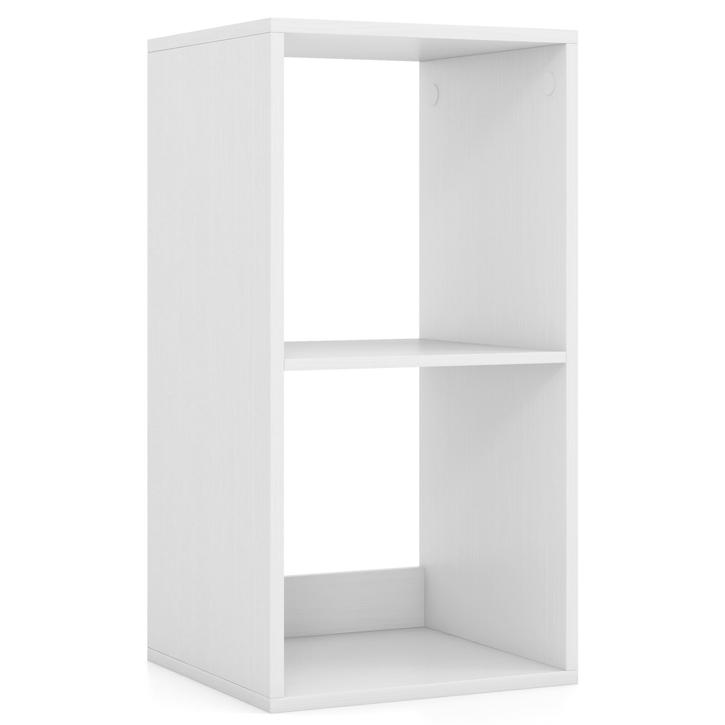 White Engineered Wood Open Back Cube Bookcase with Storage Shelves