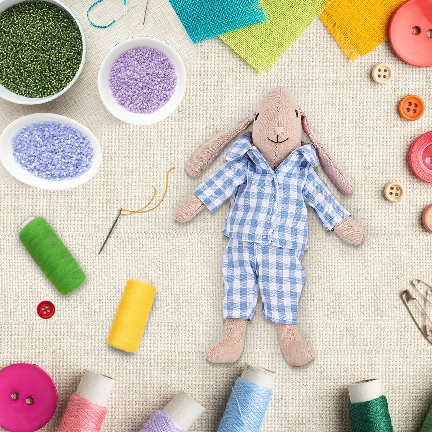 Bunny Toys for Kids, Easter Bunny, 4 PCS Hand Made Rabbit Family Dolls with Removable Clothes, Suitable for Infants, Boys and Girls, Dollhouse People