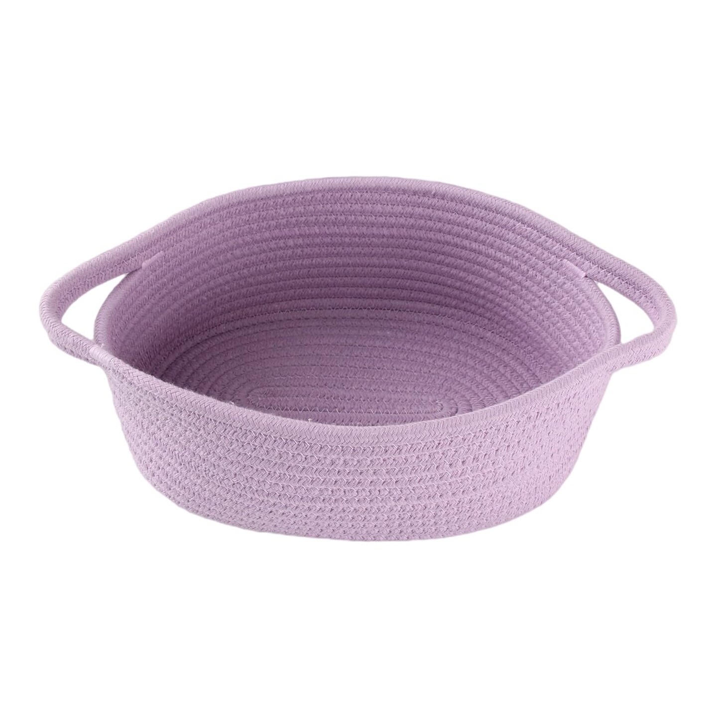 Small Woven Basket Cute Oval Cotton Rope Gifts Basket with Handle Empty Baby Wicker Storage Basket Nursery Box Bin Kids Organizer Cat Dog Toy Basket Easter Basket Light Purple Lavendor