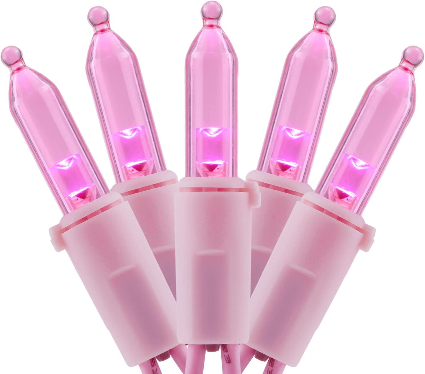 200 Count Pink LED Christmas Lights with Pink Wire, 66 Feet UL Certified Commercial Grade Holiday String Light Set (Pink - Pink Wire)