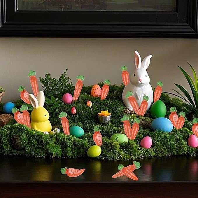 Mini Easter Carrots Decorations, 60Pcs Fake Carrot Decor Set 3 Styles, Realistic Resin Carrots for DIY Crafts Indoor Home Table Kitchen Display Decor Easter Props