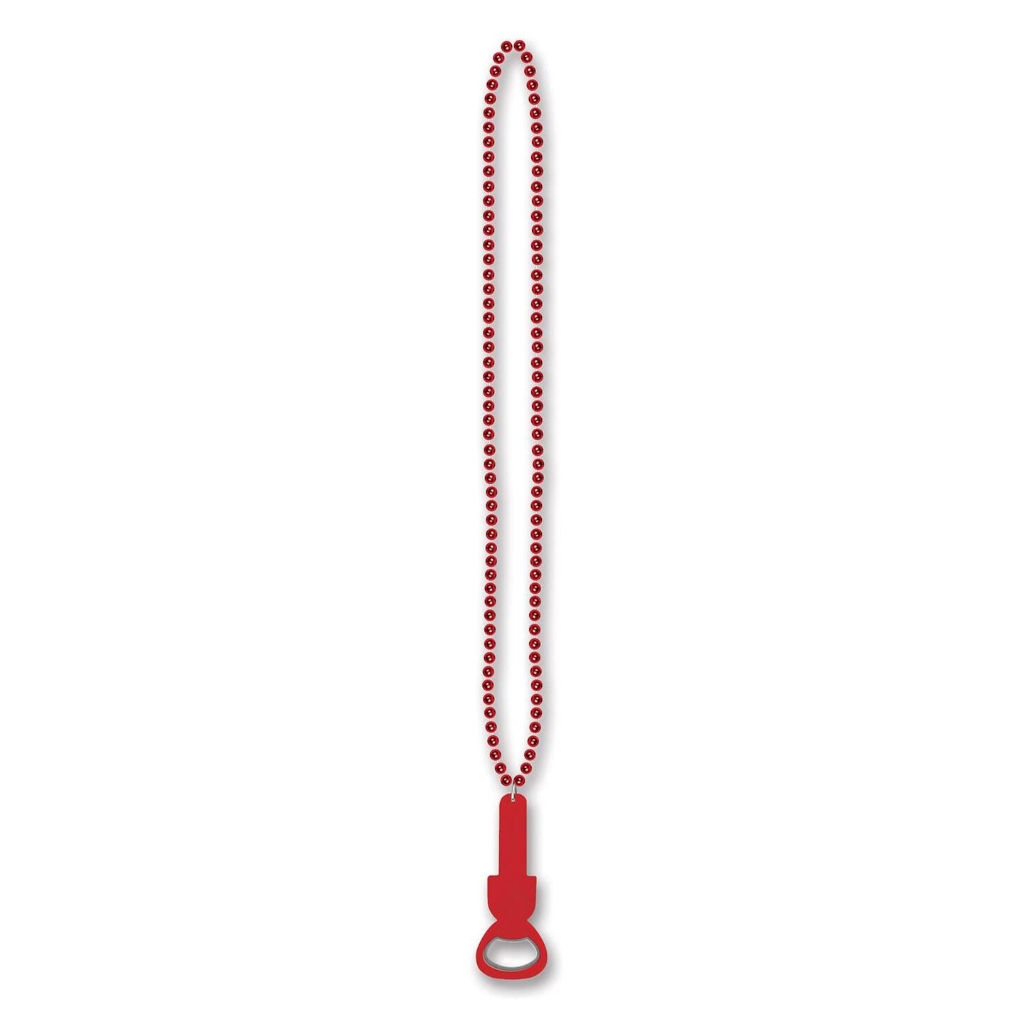 12 Pack Beistle Bead Necklace with Bottle Opener - red