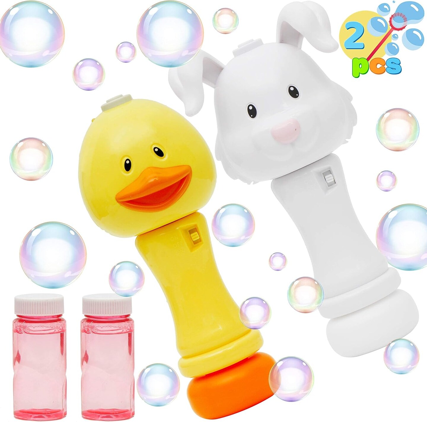 2 Packs Duck Bunny Bubble Wands with 2 Bottle of Bubble Solution (50ml) for Kids &#x26; Toddlers, Outdoor Party Supplies, Weddings, Gifts, Summer Toy, Easter