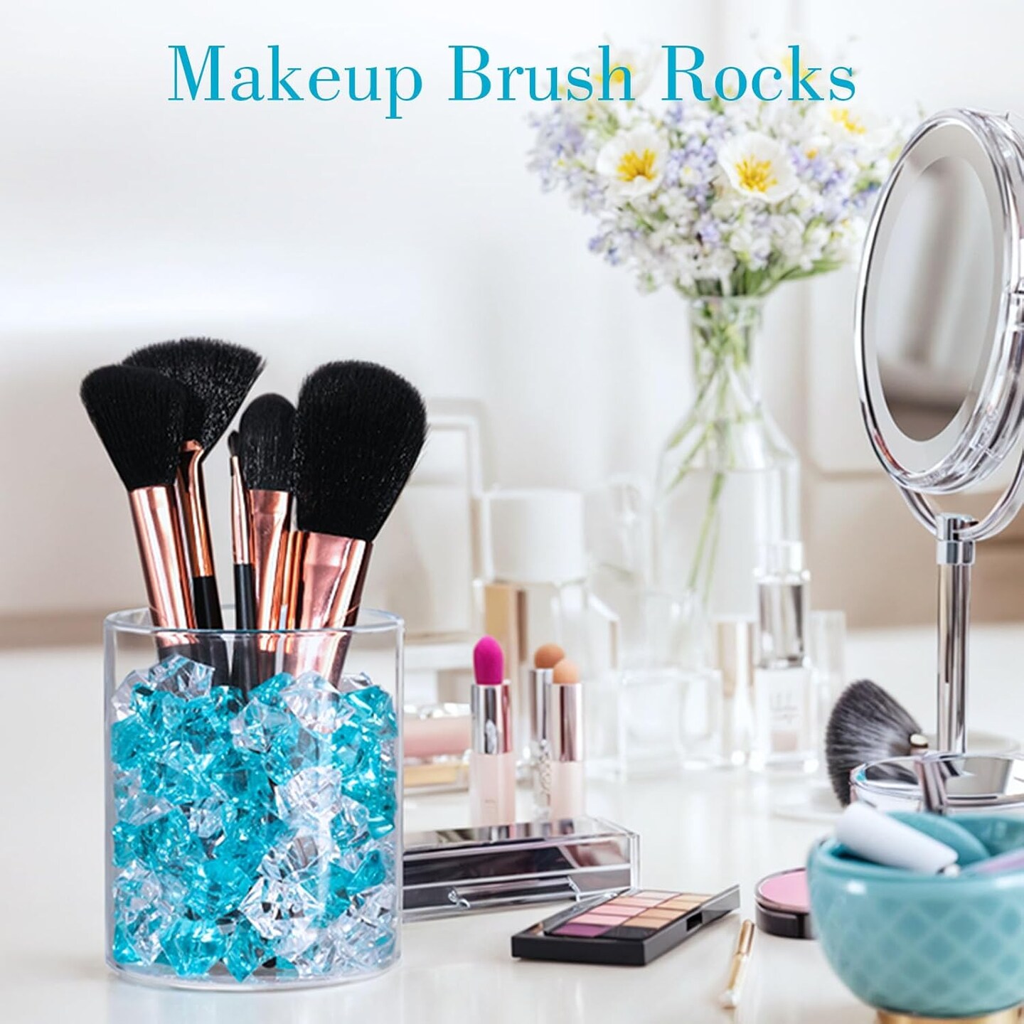 Blue and White Fake Ice Rocks, 150 PCS Acrylic Decorative Ice Clear Ice Rock Diamond Crystals Gems