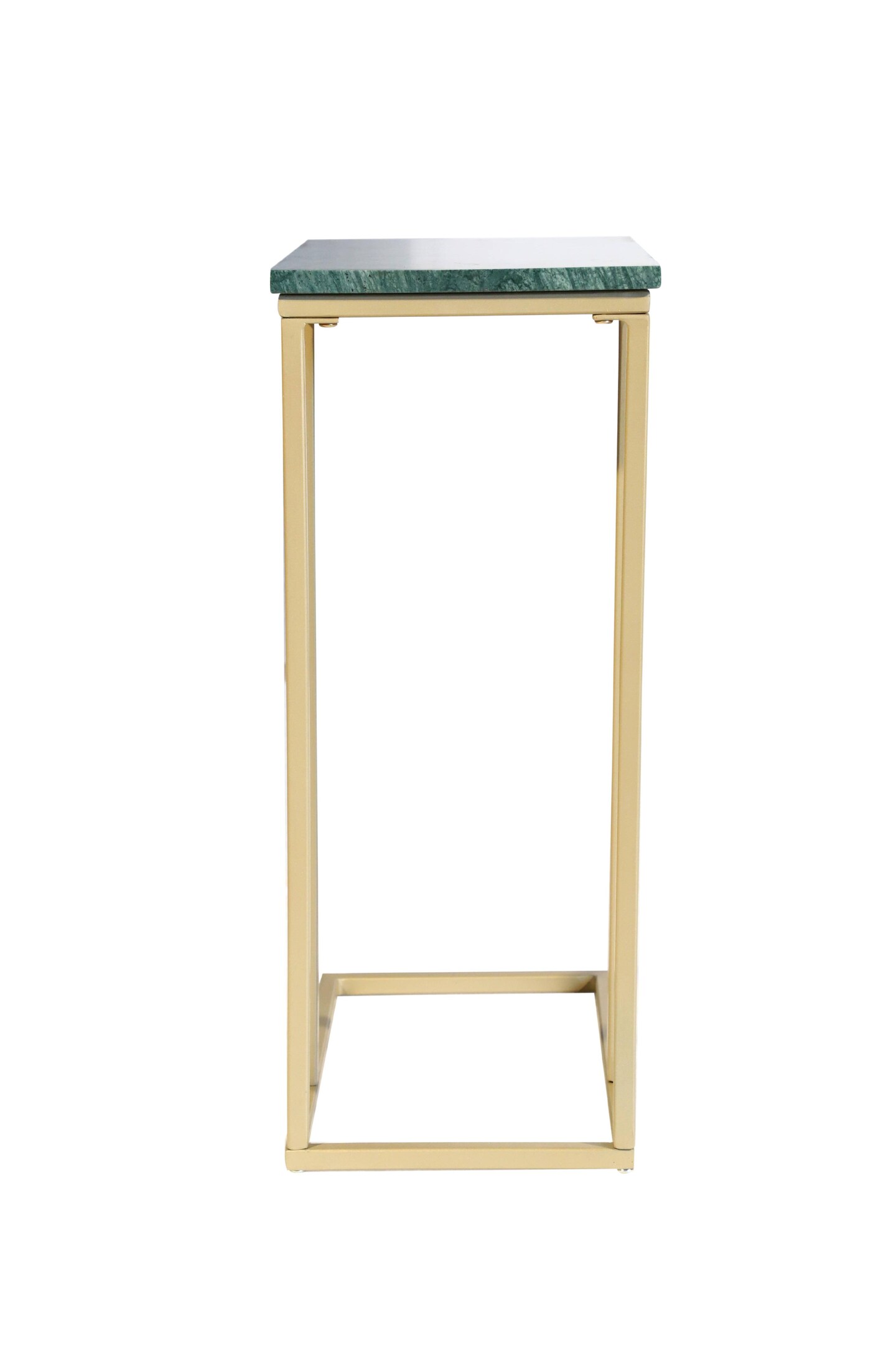 Green Marble &#x22;C&#x22; Table With Golden Metal Frame-24&#x22; Height
