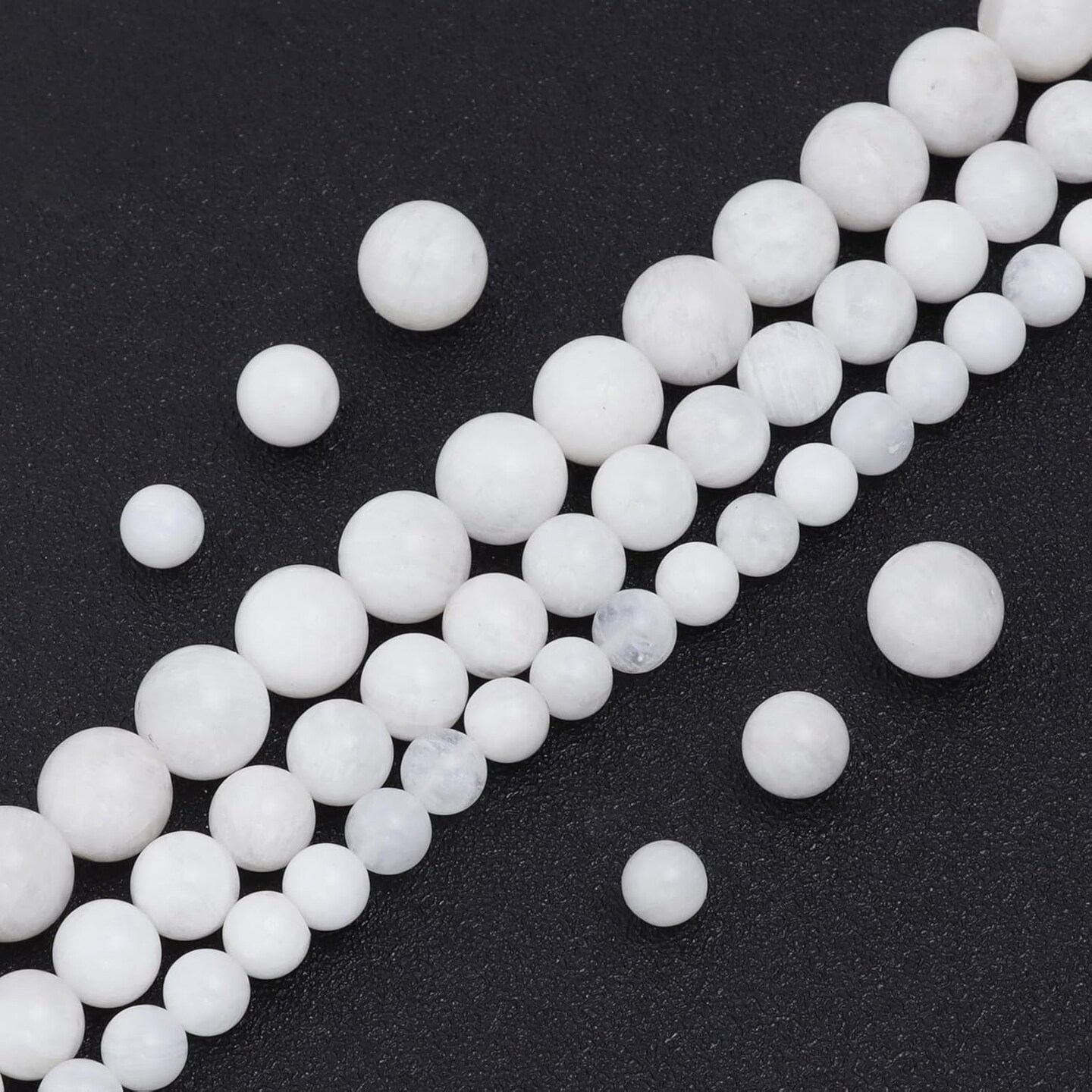 Natural Gemstone Beads for Jewelry Making,8mm White Moonstone Polished Round Smooth Stone Beads