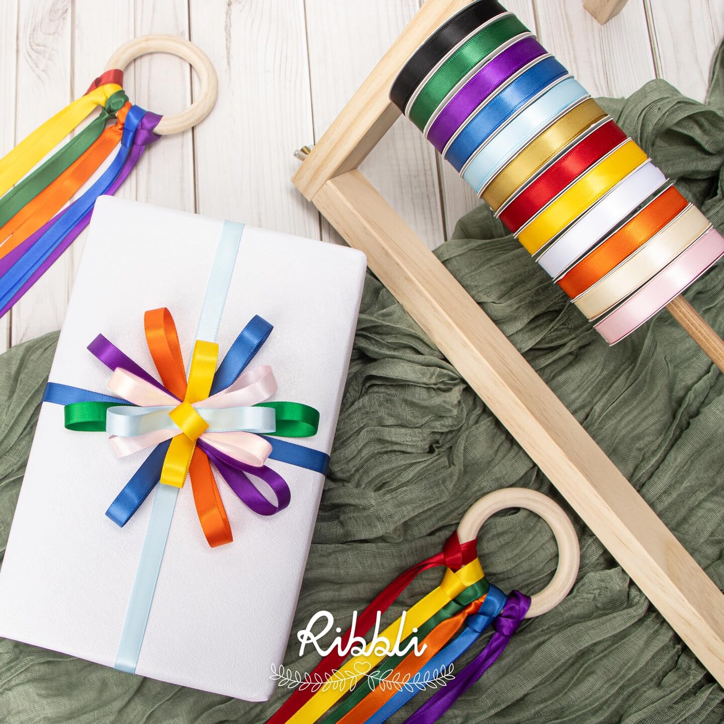 Rainbow Satin Ribbon 3/8 Inch x 12 Rolls Total 60 Yards- Colorful Ribbon for Gift Wrapping Craft Party Decoration Baby Shower Wedding