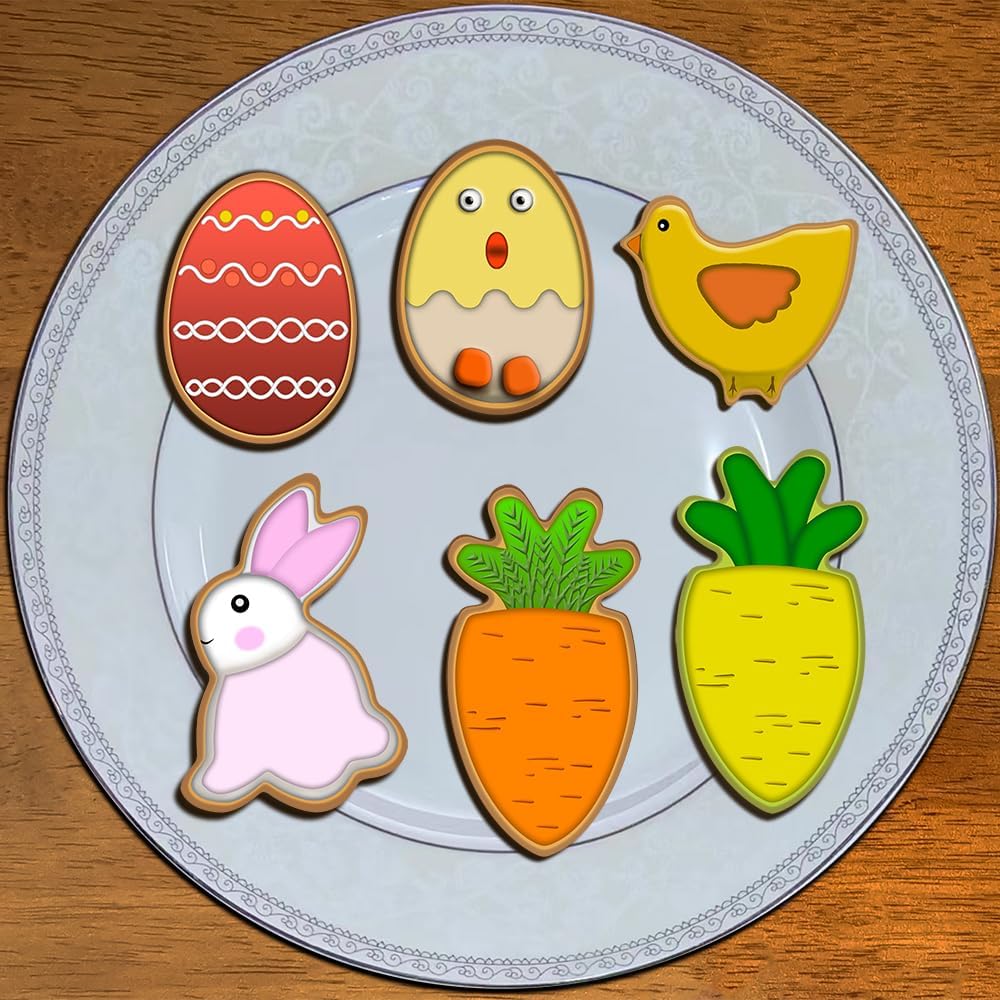 Easter Cookie Cutter Set - Bunny, Egg, Butterfly, Flower, Chick, Carrot, Dog - 8PCS Easter Cookie Cutters - Easter Cookie Cutters Shapes for Spring Holiday Baking, Mini Easter Cookie Cutters for Party