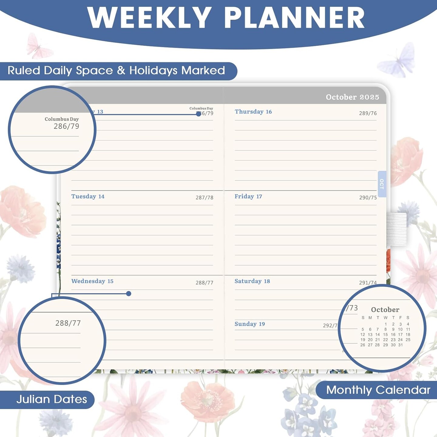 Pocket Calendar 2025-2026 - Pocket Planner 2025-2026 for Purse, Academic Planner 2025-2026 from Jul. 2025 - Jun. 2026, 6.3&#x27;&#x27;&#xD7;3.8&#x27;&#x27;, Weekly &#x26; Monthly Planner with Pen Loop - Floral