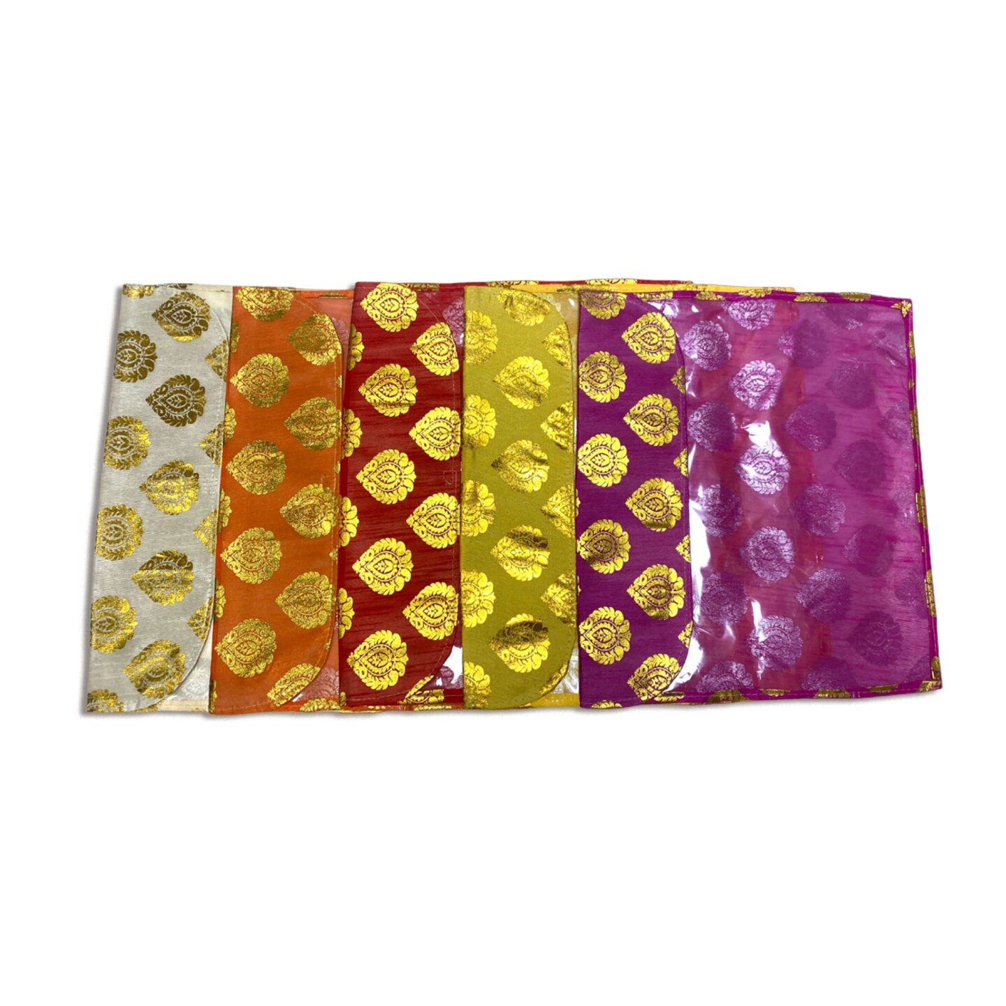5 Assorted Brocade Sari Bags with Zipper Closure Clothes Organizer Sari Storage Bag for Wardrobe and Gifting Storage Wedding Favor Cloth Case Birthday